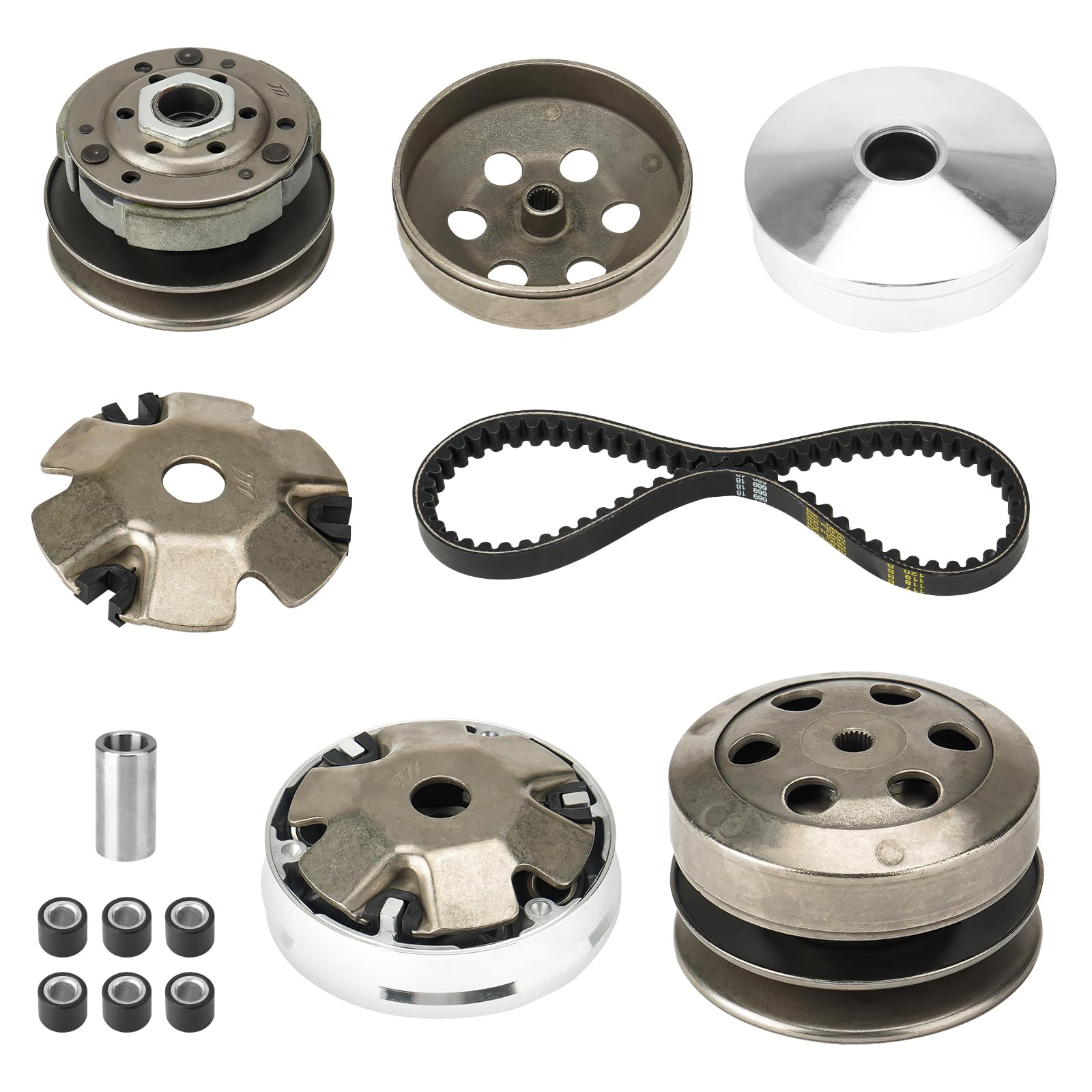 Fit for Gy6 50cc clutch set, for Gy6 50cc 4-Stroke Engine Scooter ATV, Including Clutch and Variator Assembly with 669 belt