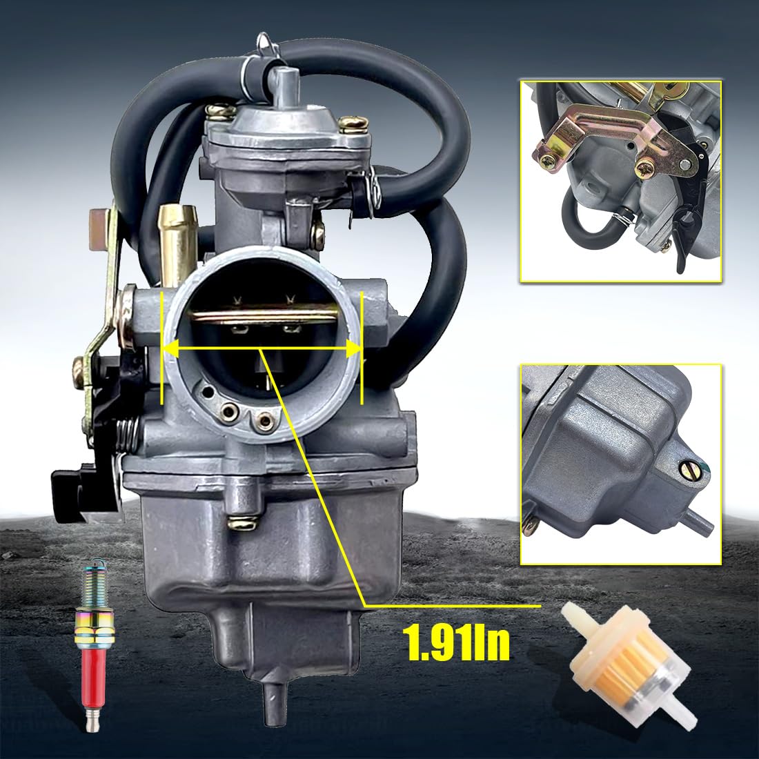 Aniro Moto Recon 250 Carburetor Set for Honda TRX250TM/TRX250TE - Includes Fuel Tank Petcock Valve, Air Filter, Oil Filter, Spark Plug