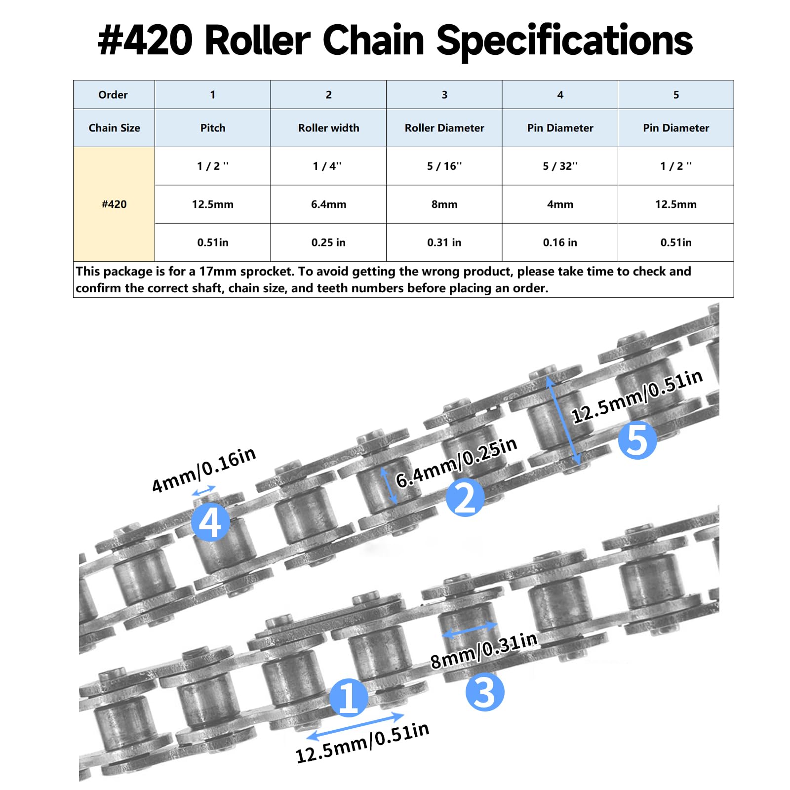 420 Chain Sprocket 12T Front Sprocket 17mm for 50cc 70cc 90cc 110cc 125cc Dirt Pit Bike Mini Bike ATV 4 Wheeler Moped Go Kart Sp