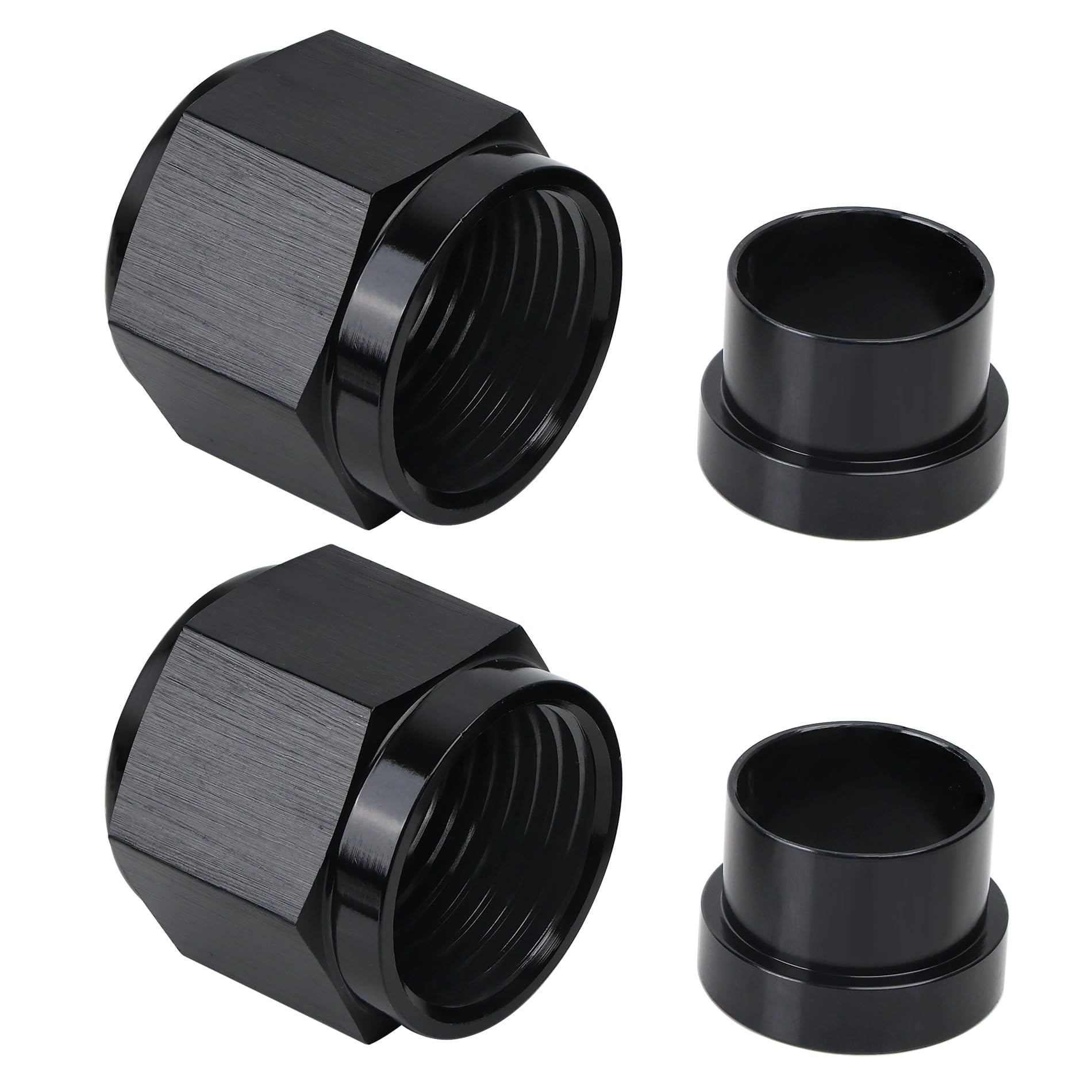 Evil Energy 8An Female Hardline Tube Nut & Sleeve Aluminum Fitting For 1/2'' Od Alloy Tubing 2Pcs