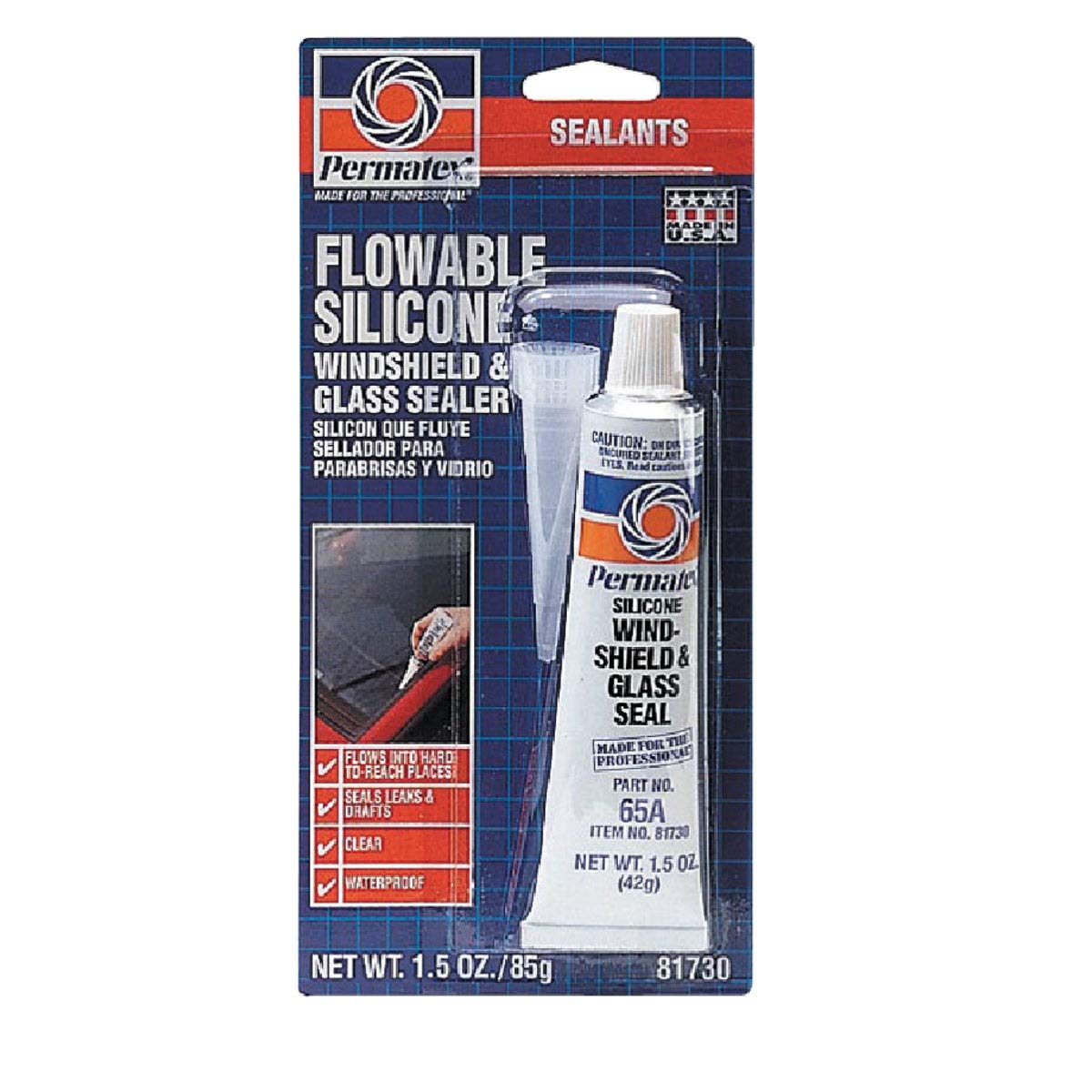 Permatex 81730 1.5 Oz Flowable Silicone Windshield & Glass Sealer