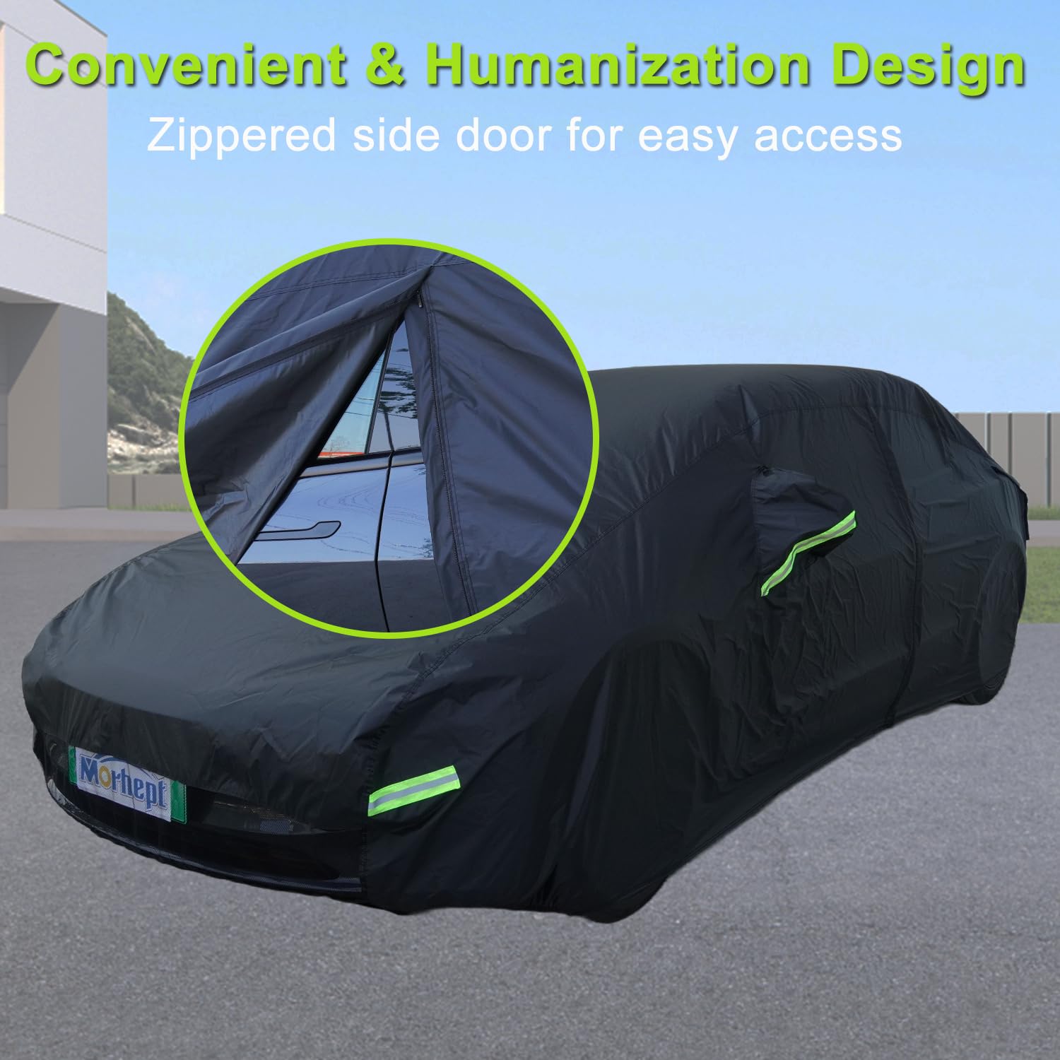 Morhept Waterproof Cover For Jeep Wrangler Jk Jl Cj Yj Tj 2 Door 1987-2023 Outdoor Sun Rain Wind Snow Protection Dustproof Covers With Driver Door Zipper Black