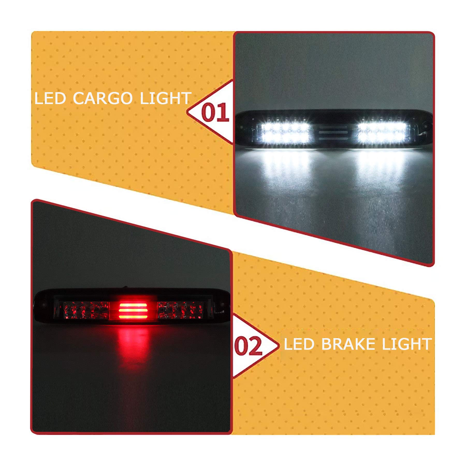 Tresound 3rd Third Brake Light for 99-07 Chevy Chevrolet Silverado, GMC Sierra 1500 2500 3500 HD Classic, LED Cargo Lamp High Mo