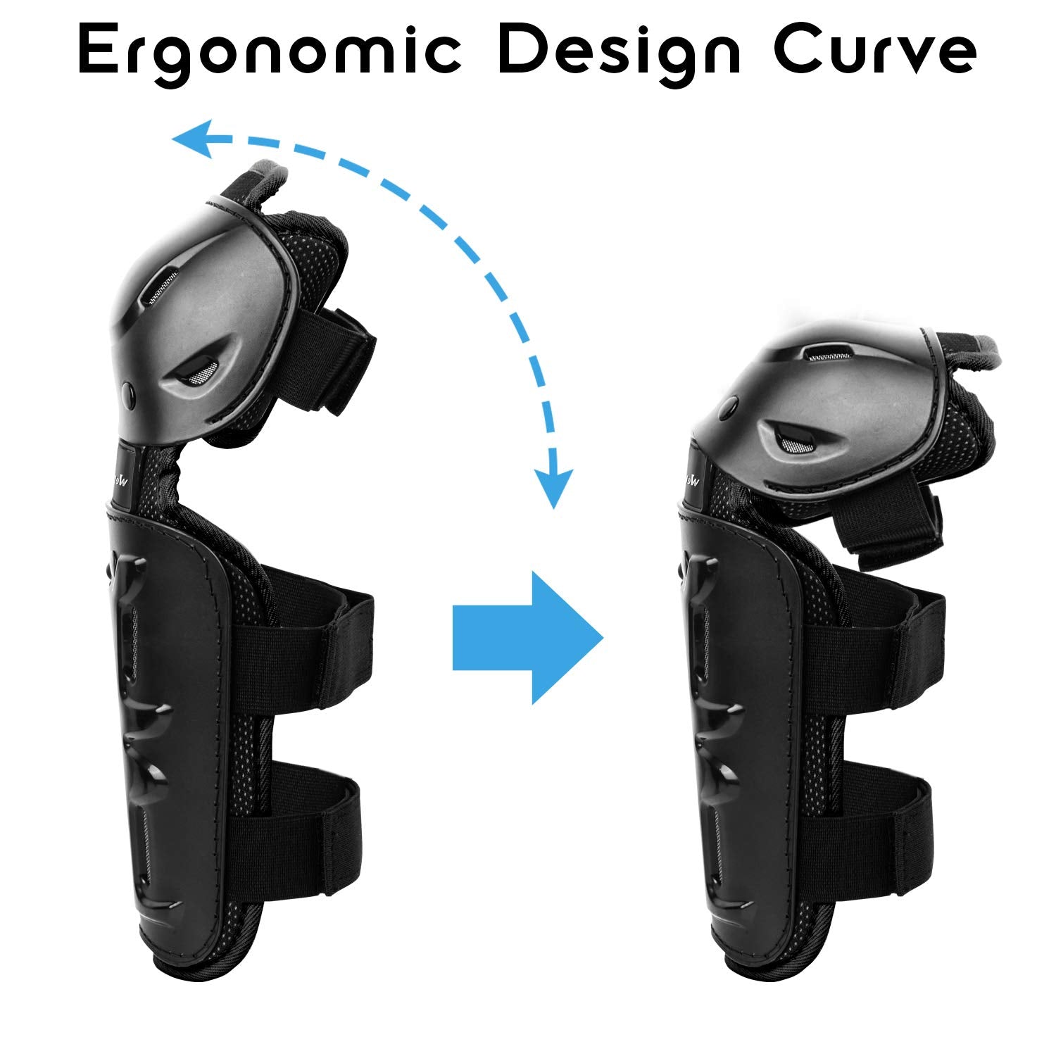 Webetop Knee Shin Elbow Guards for Men - Adjustable Protective Gear, Youth Size, Black/White, Model WT010103-FUS
