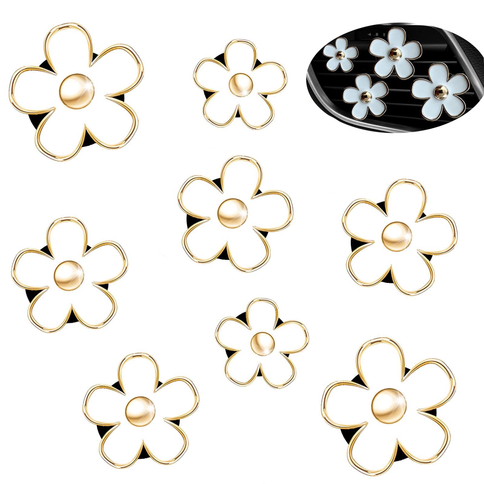 CLUOCKY Daisy Car Decoration Flower Air Vent Clip Air Conditioning Outlet Clip Car Air Freshener Clip Car Interior Decor Charm C