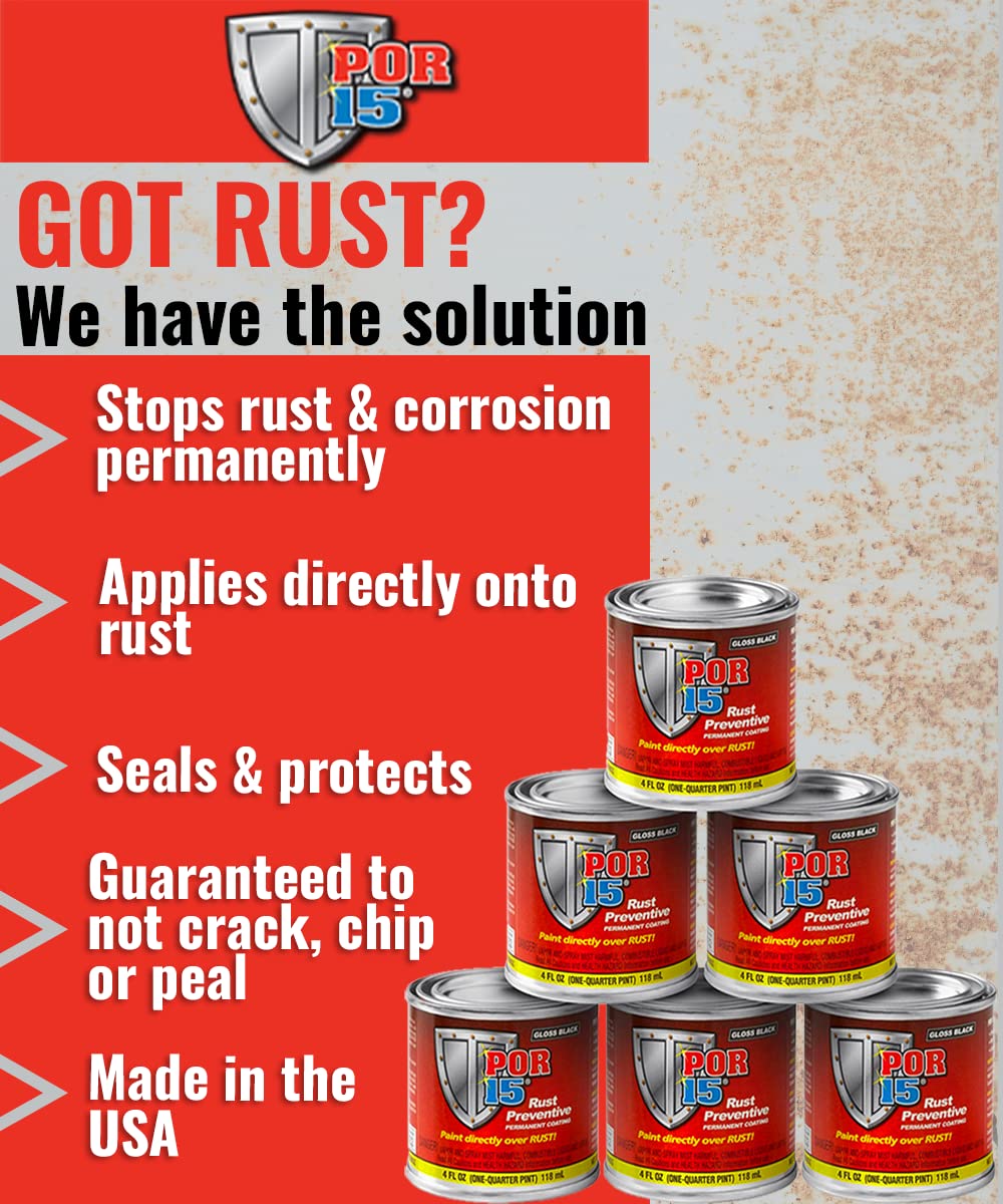 Por-15 Rust Preventive Coating, Stop Rust And Corrosion Permanently, Anti-Rust, Non-Porous Protective Barrier, 32 Fluid Ounces, Semi-Gloss Black
