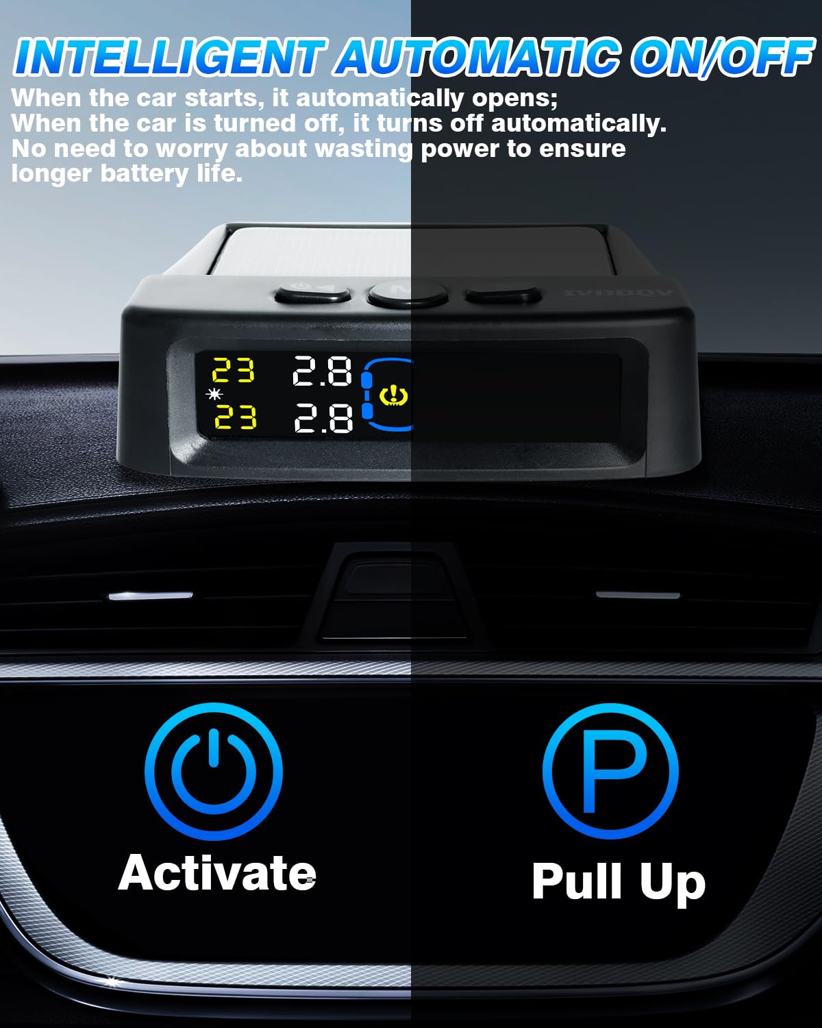 Tire Pressure Monitoring System,RV Tire Pressure Monitor System with Solar Charge or USB, Tire Monitoring System with 4 Sensors