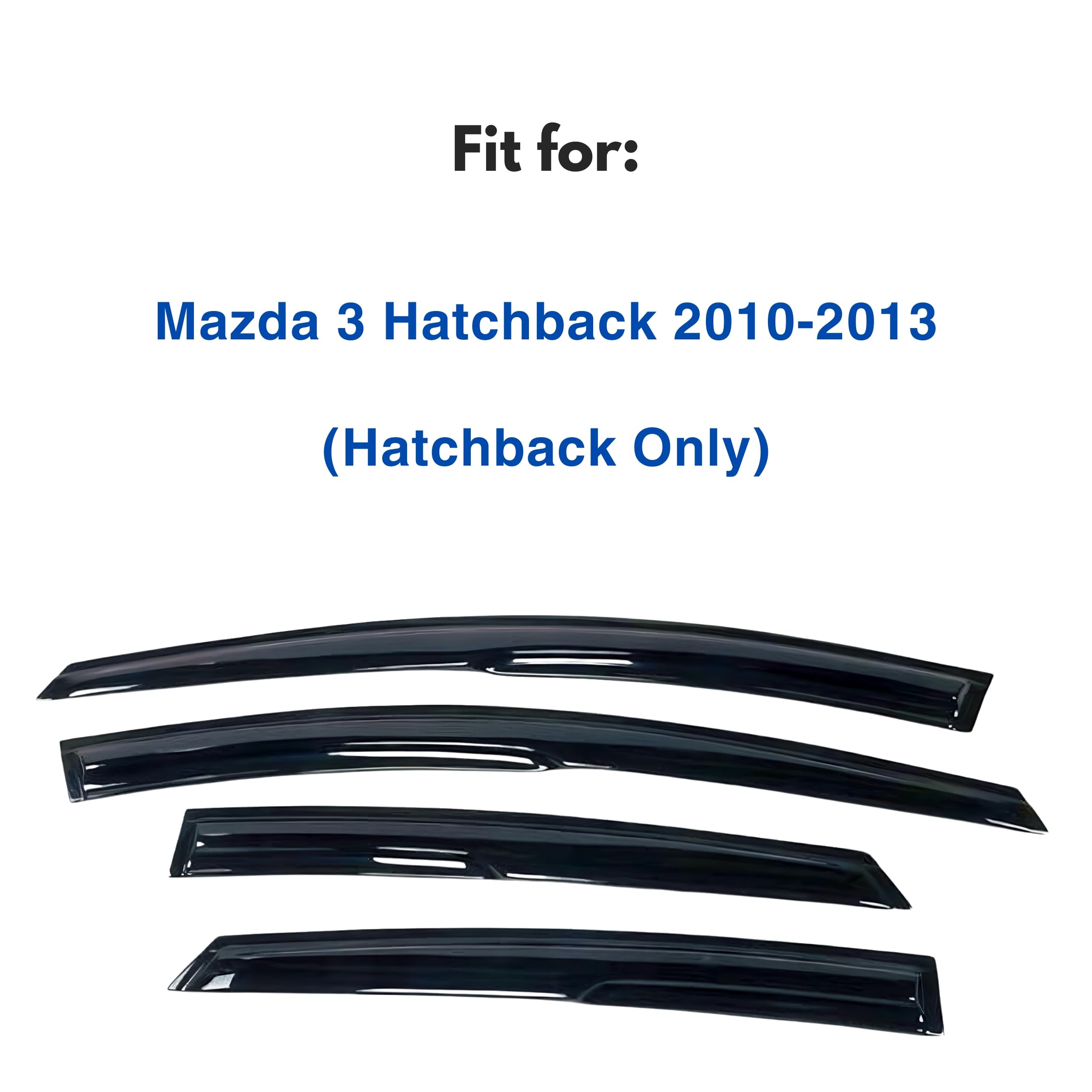 Ig Window Visor For Mazda 3 Hatchback 2010-2013, Rain Guard Tape-On Extra Durable Sun Wind Side Vent Window Deflector Mugen Styl