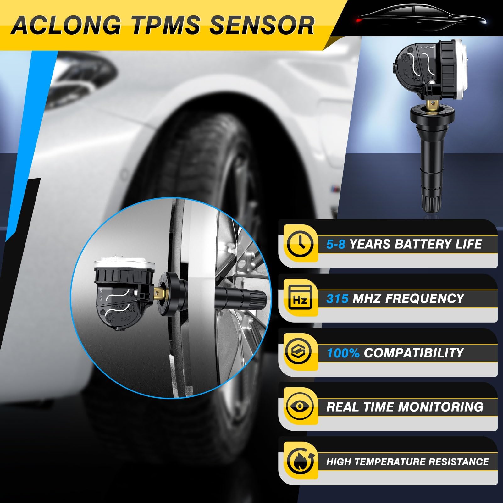 TPMS Sensor, 315MHZ Tire Pressure Monitor System Sensors for Ford Expedition 2018-2021, F-Series SD 2017-2021, Fusion 2017-2021,
