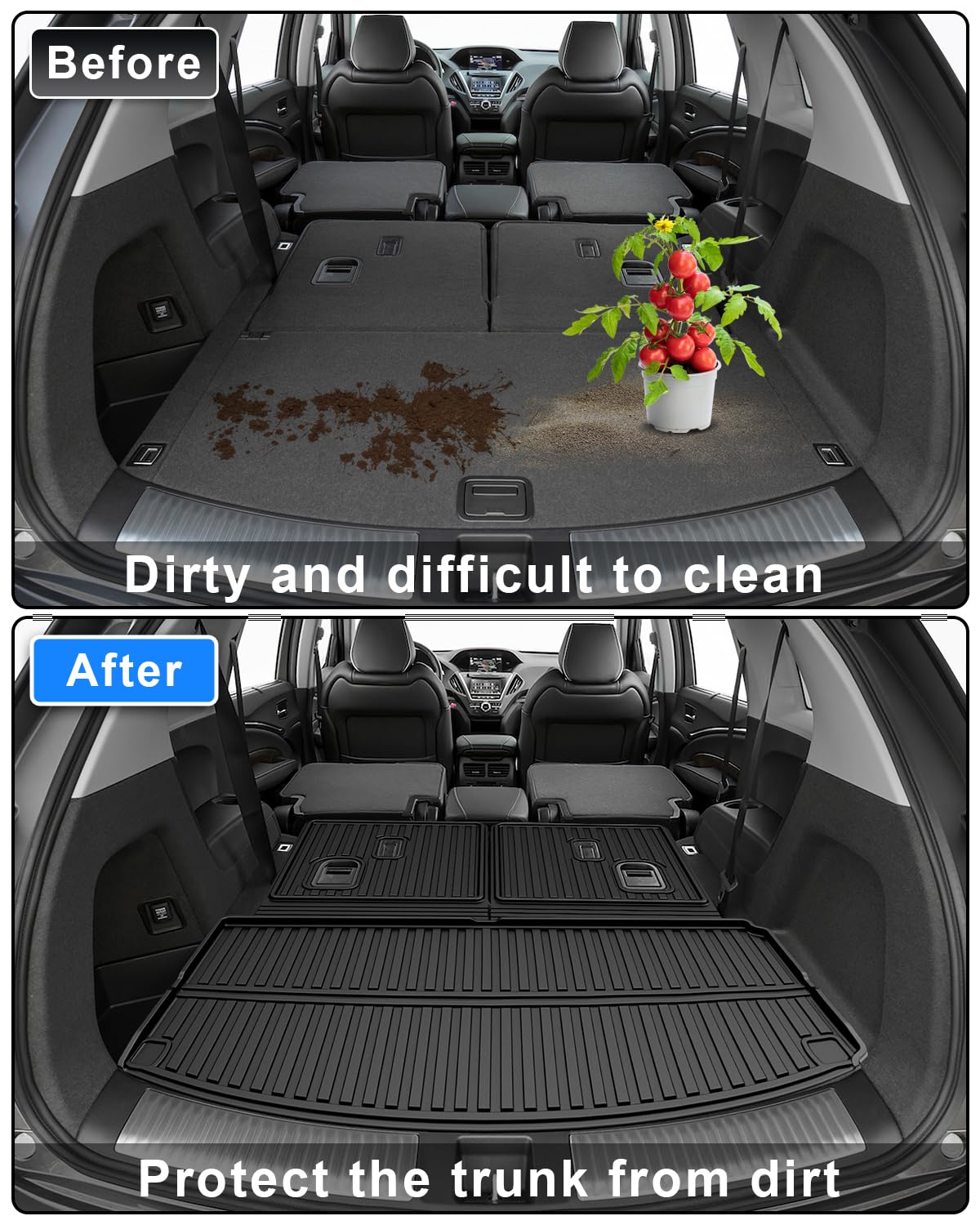 Floor Mats & Cargo Liner & Backrest Mat Fit for Acura MDX 2022-2025 - All Weather Protection TPE Floor Liners with Back Seat Cov