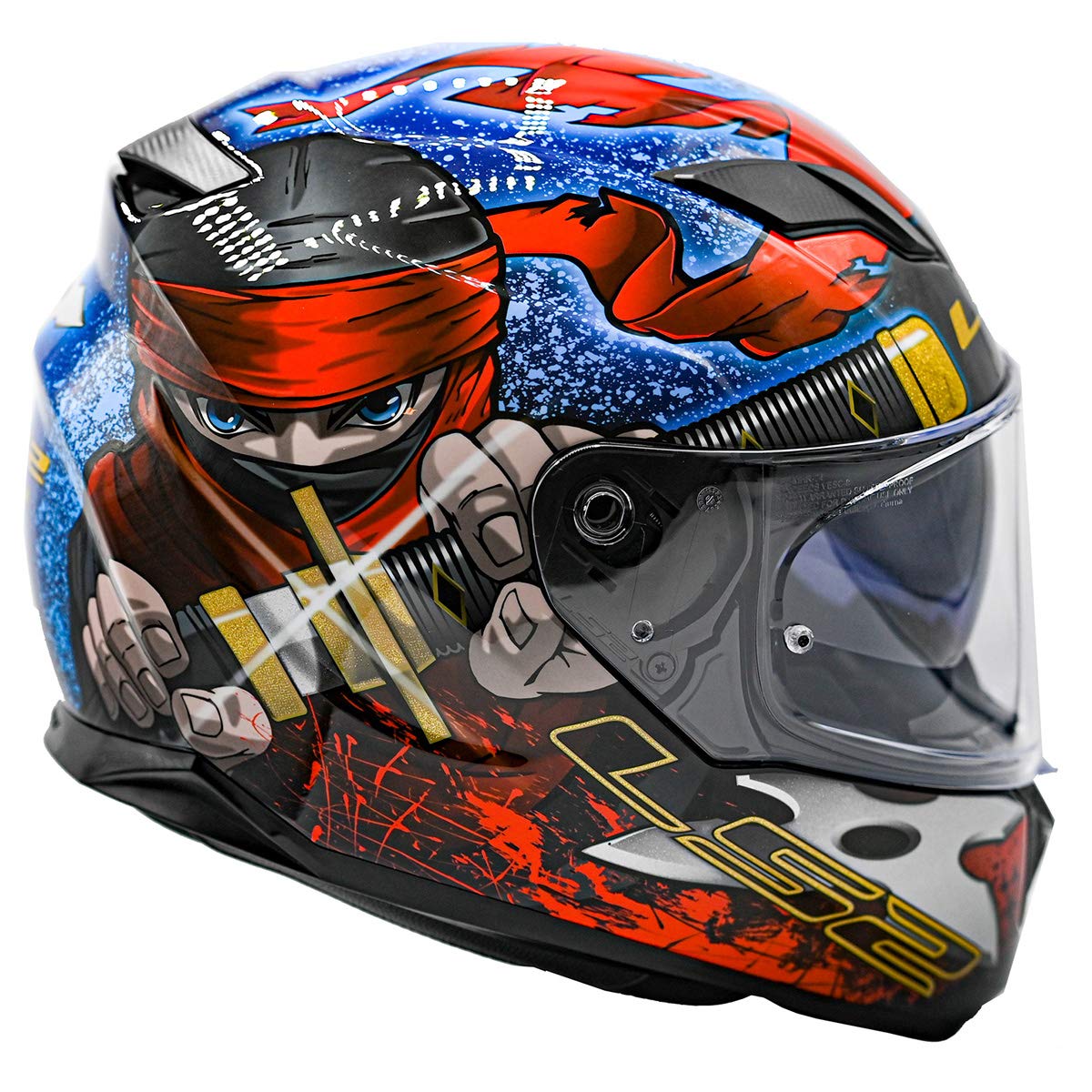 Ls2 Helmets Full Face Stream Evo Ninja Helmet (Red Blue - Large)