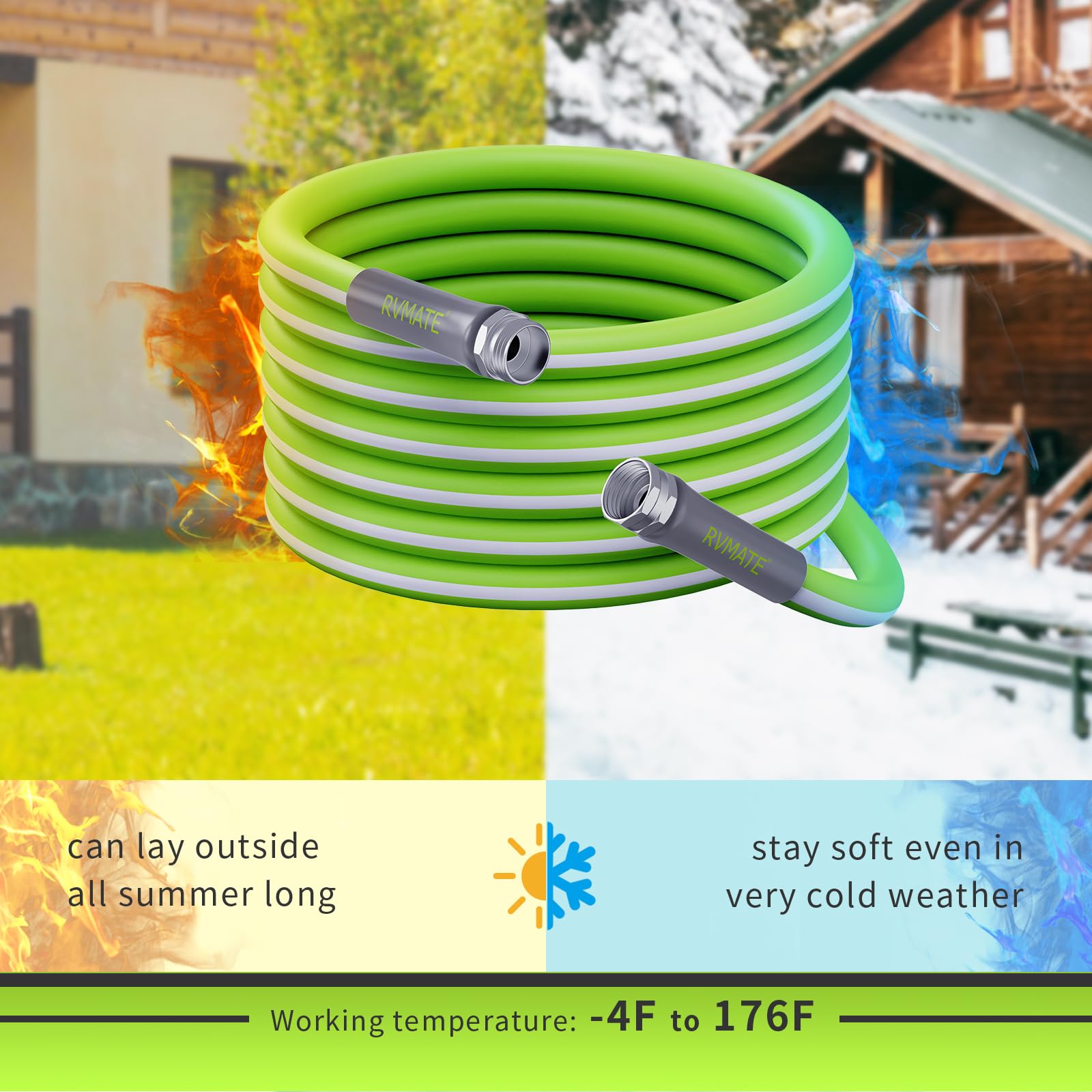 Rvmate Rv Water Hose 35Ft, 5/8    Inner Diameter Drinking Water Hose Lead-Free, No Leaking Garden Hose For Rv/Trailer/Camping, R