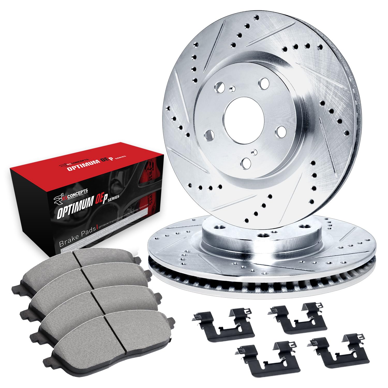 R1 Concepts Front Brakes and Rotors| Hardware Included| Front Optimum OEp Brake Pads and Rotors Kit| Fits 2013-2019 Nissan Sentr