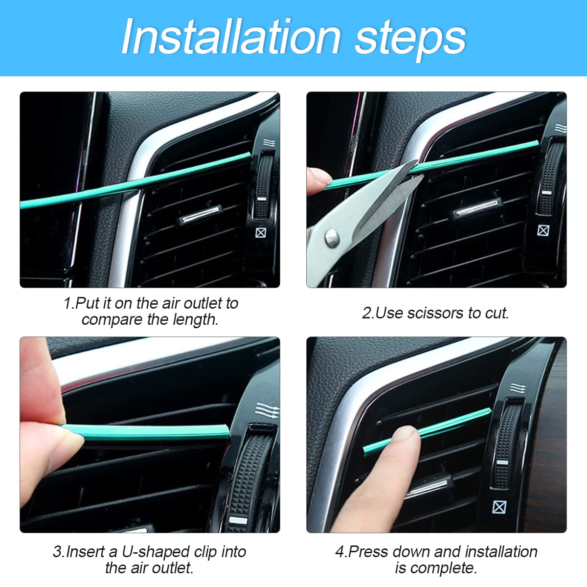 20 Pieces Car Air Conditioner Decoration Strip For Vent Outlet, Universal Waterproof Bendable Air Vent Outlet Trim Decoration, S