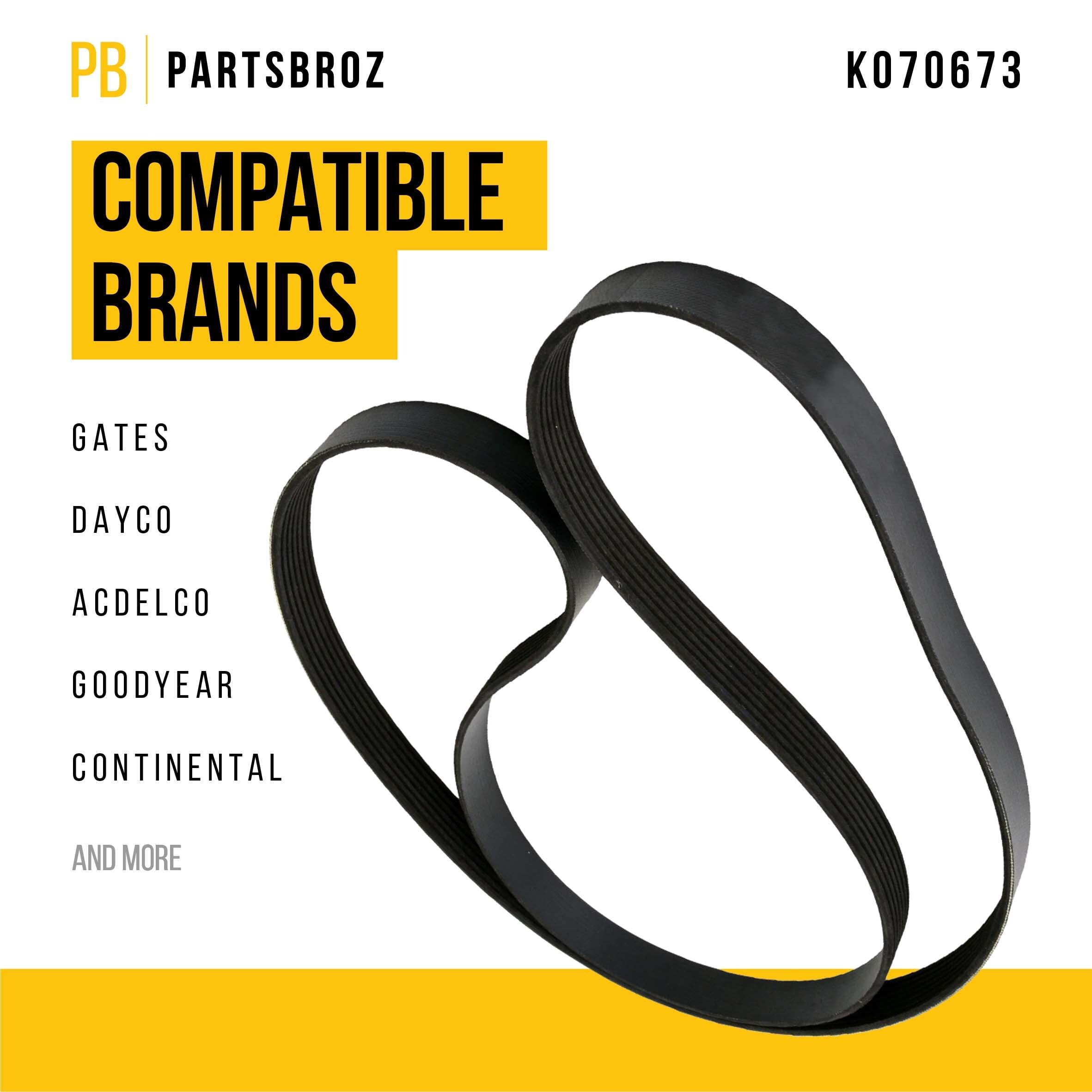 Partsbroz K070673 Micro-V Serpentine Drive Belt - Compatible With Gates Continental Dayco Acdelco Goodyear - Replaces K070673Hd,