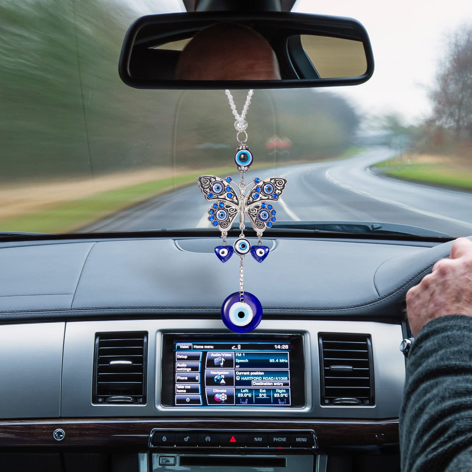Evil Eye Car Hanging Ornament Evil Blue Eye Charms For Rear View Mirror Beaded Decor Car Accessories Window Pendent For Window C