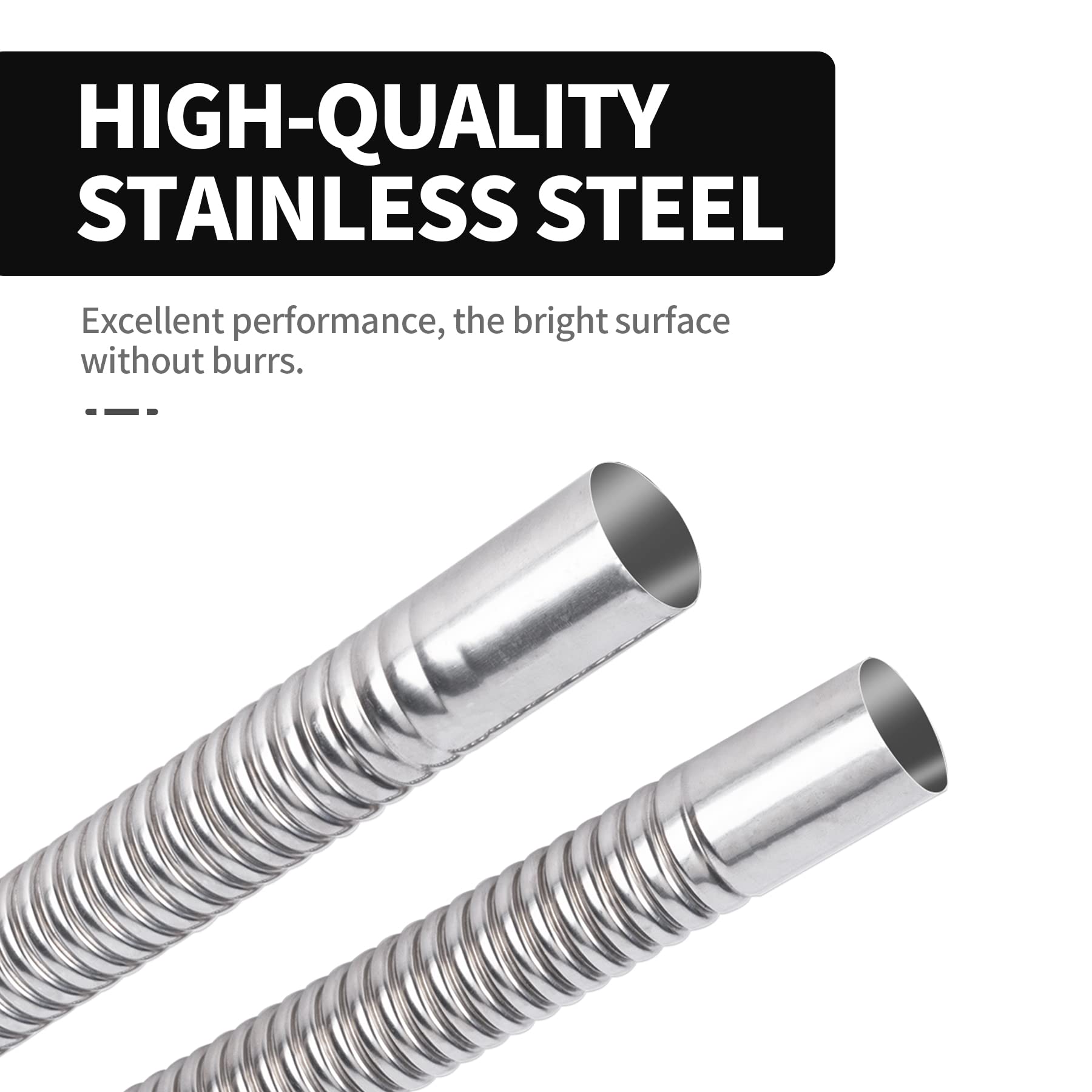 23.6 Inches Stainless Steel Exhaust Hose, 2.5cm/ 1 In Fuel Tank Diesel Gas Vent Hose Length, Flexible Exhaust Tubing Diesel Heat