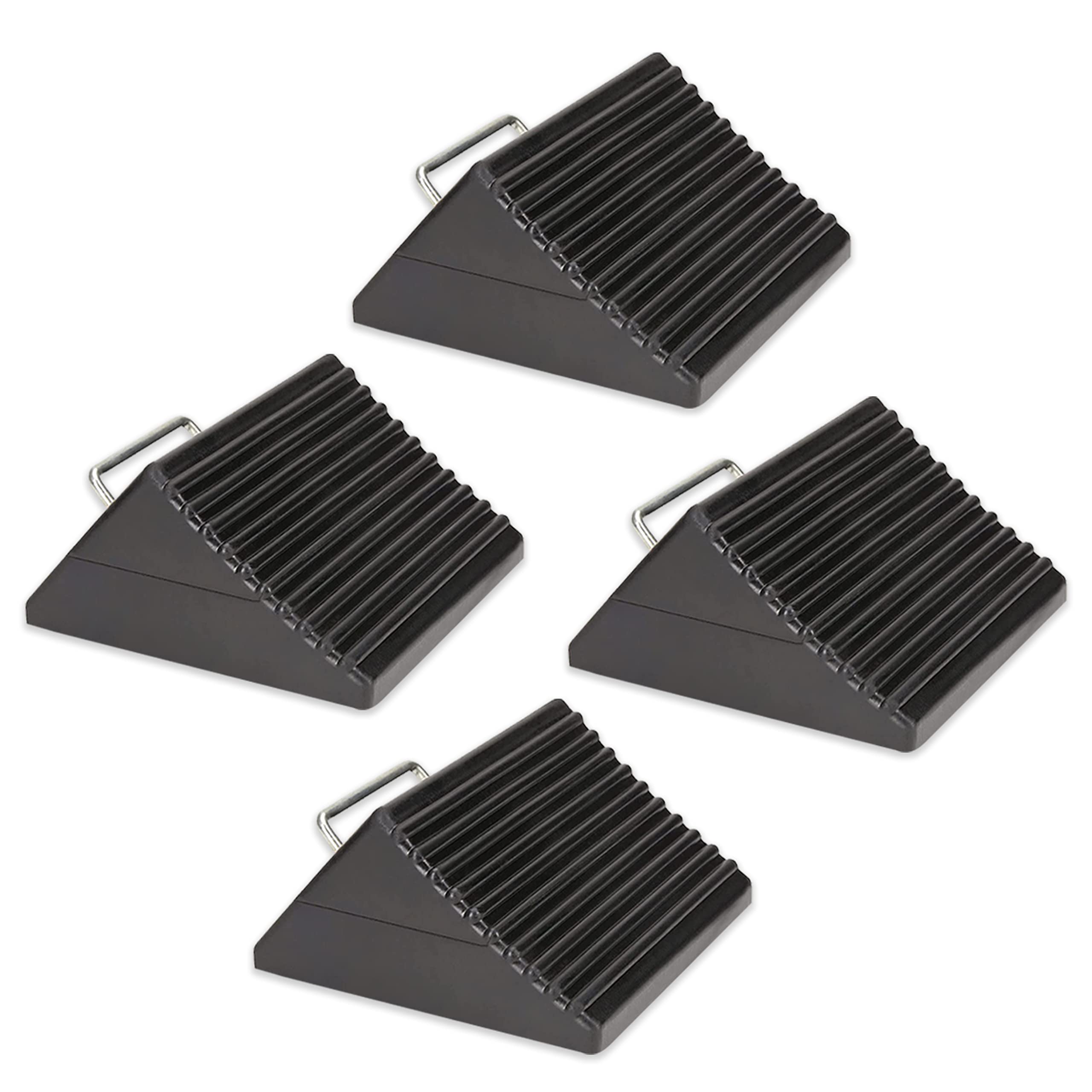 Wheel Chocks for Cars, RVs, Trucks, Trailers, and Vehicles G.V.W. up to 12T, 4 Pack - Anti Slip Bottom Tire Chock for All Weathe
