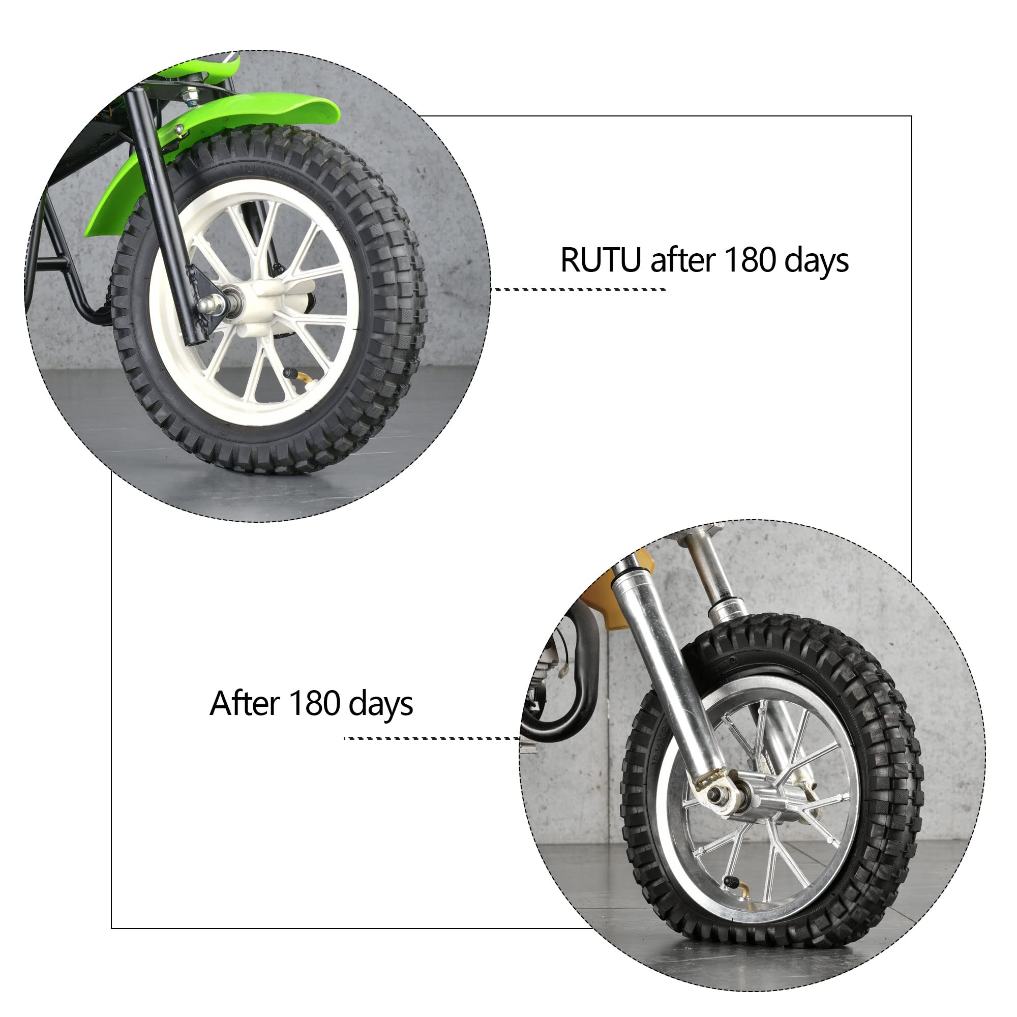 RUTU 12.5x2.75 Inner Tube & Bike Tire Set - Compatible with Scooter, Kids Dirt Bikes, 12 1/2 x2 3/4 - Heavy Duty Scooter Tire Tu