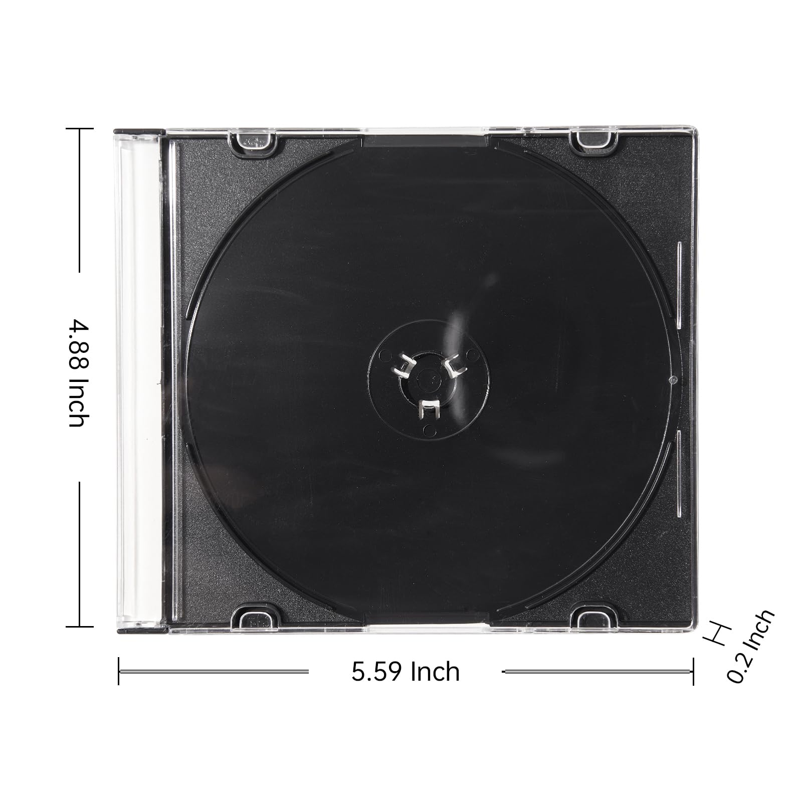 Maxtek Ultra Thin 5.2Mm Slim Clear Cd Jewel Case With Built In Black Tray, 100 Pack.