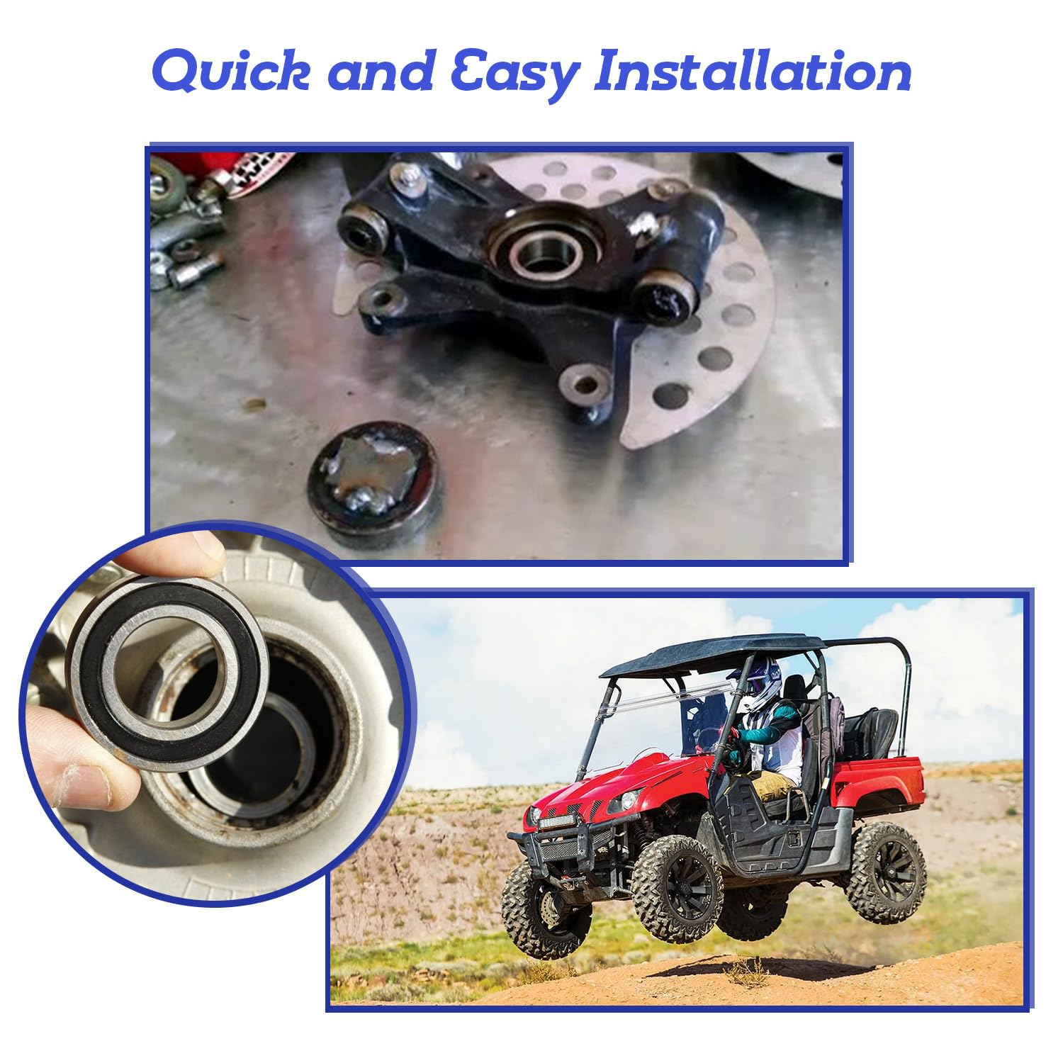 BIGLKNM Front Wheel Bearing Seal Kits for Yamaha Rhino 450 660 700 Grizzly 400 450 Big Bear 350 400 Kodiak 400 450 Wolverine 350