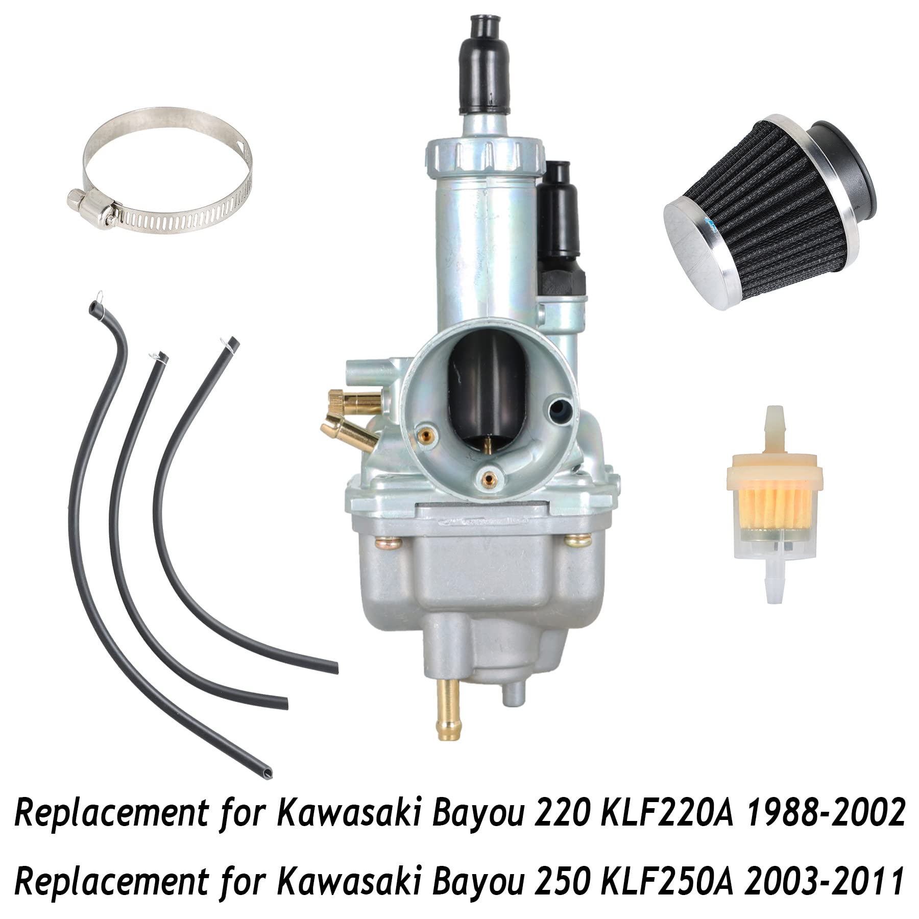 Carburetor & Air Filter Replacement for Kawasaki Bayou 250 KLF250A Bayou 220 KLF220A Carb