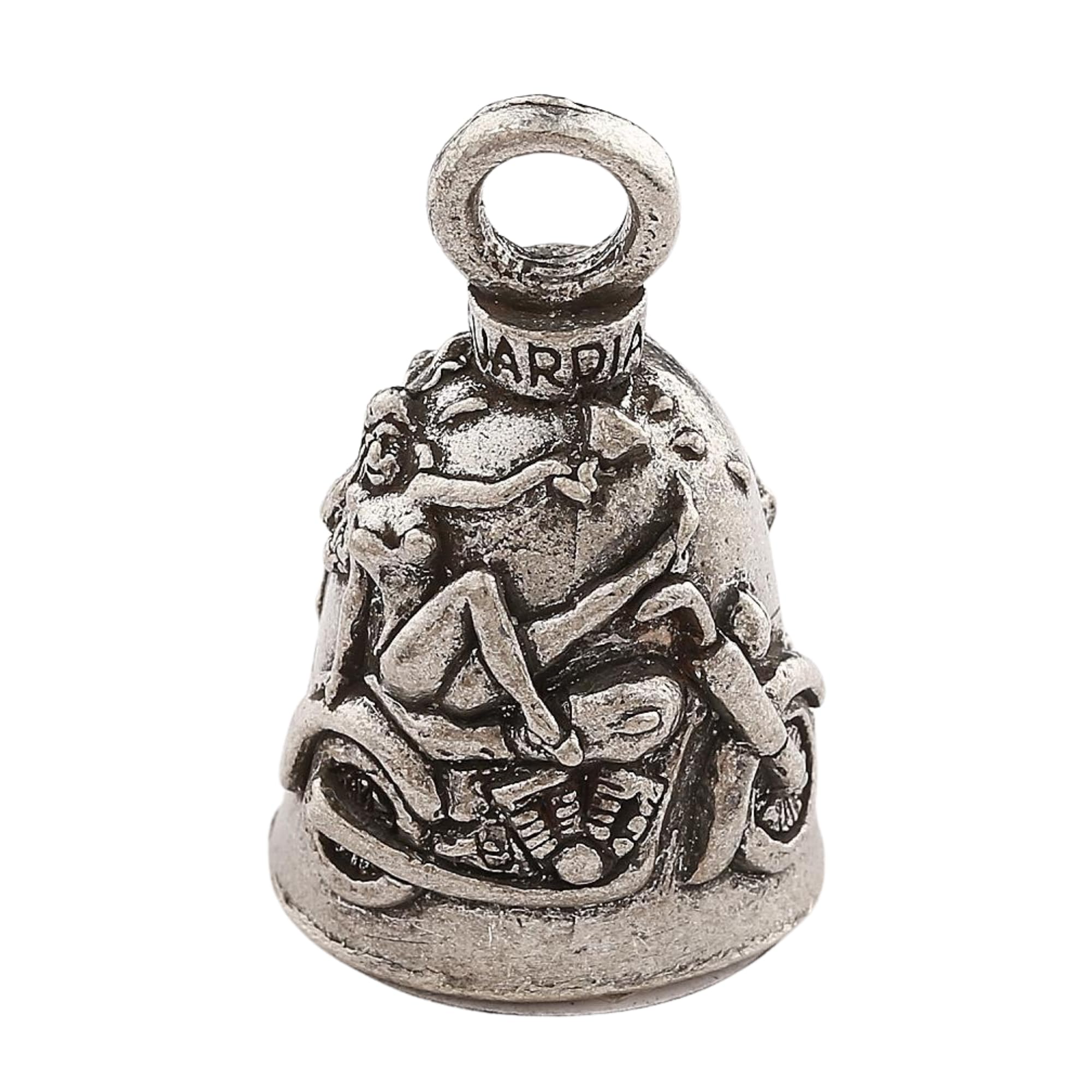 Guardian Bell Biker Betty V-Twin Good Luck Bell W/Keyring & Black Velvet Gift Bag | Motorcycle Bell | Lead-Free Pewter | Good Lu