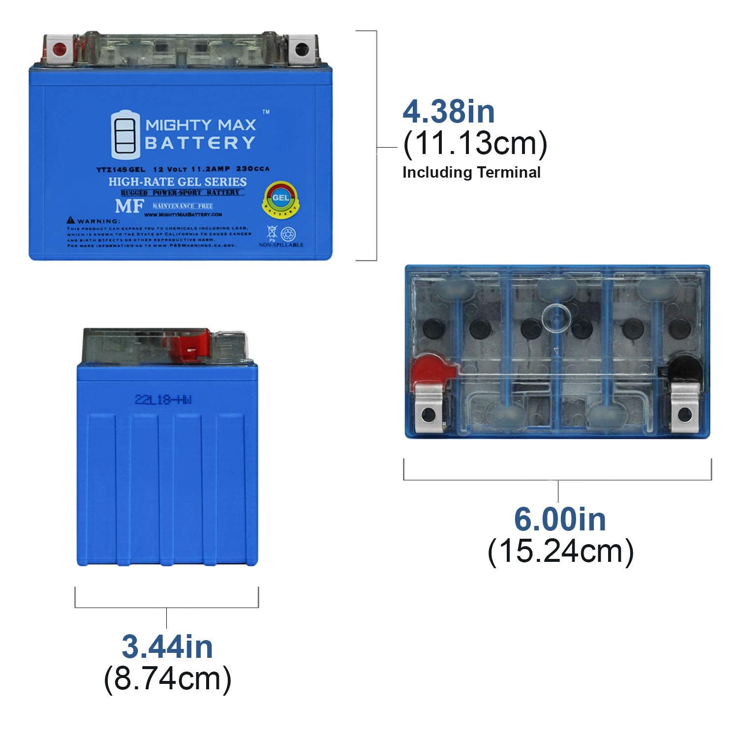 Mighty Max Battery Ytz14S Gel -12 Volt 11.2 Ah, Gel Type, 230 Cca, Rechargeable Maintenance Free Sla Agm Motorcycle Battery