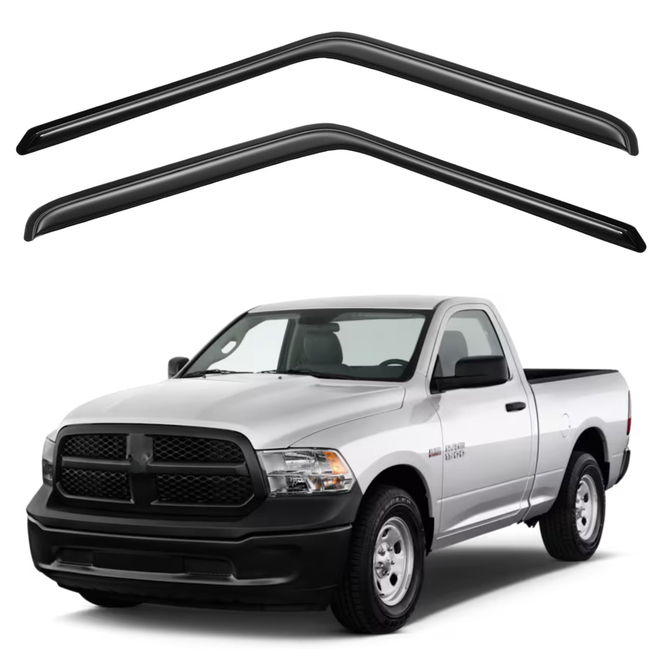 Kpy Window Visor Compatible With 2009-2018 Ram 1500 Standard Cab, Ram 1500 (Classic Body) 2019-2023, Ram 2500 3500 2010-2024, 2P