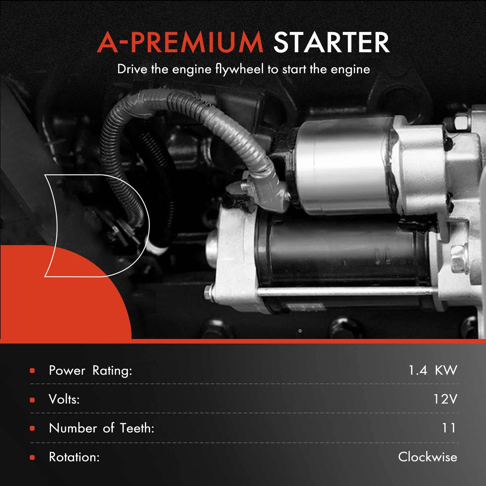A-Premium Starter Motor Compatible with Chevy Astro, Blazer, Express, S10, Silverado & GMC Sierra, Jimmy, Safari, Sonoma, Savana