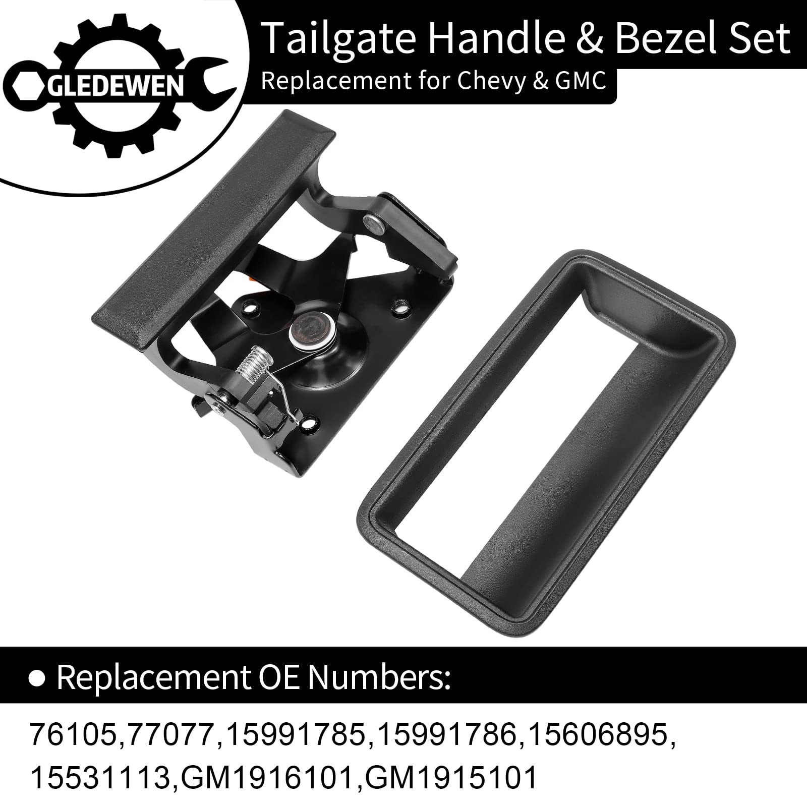 Tailgate Handle Set, Compatible With 1988-2002 Chevy C1500 C2500 C3500 K1500 K2500 K3500, Gmc C/K 1500 2500 3500 Pickup Truck, M
