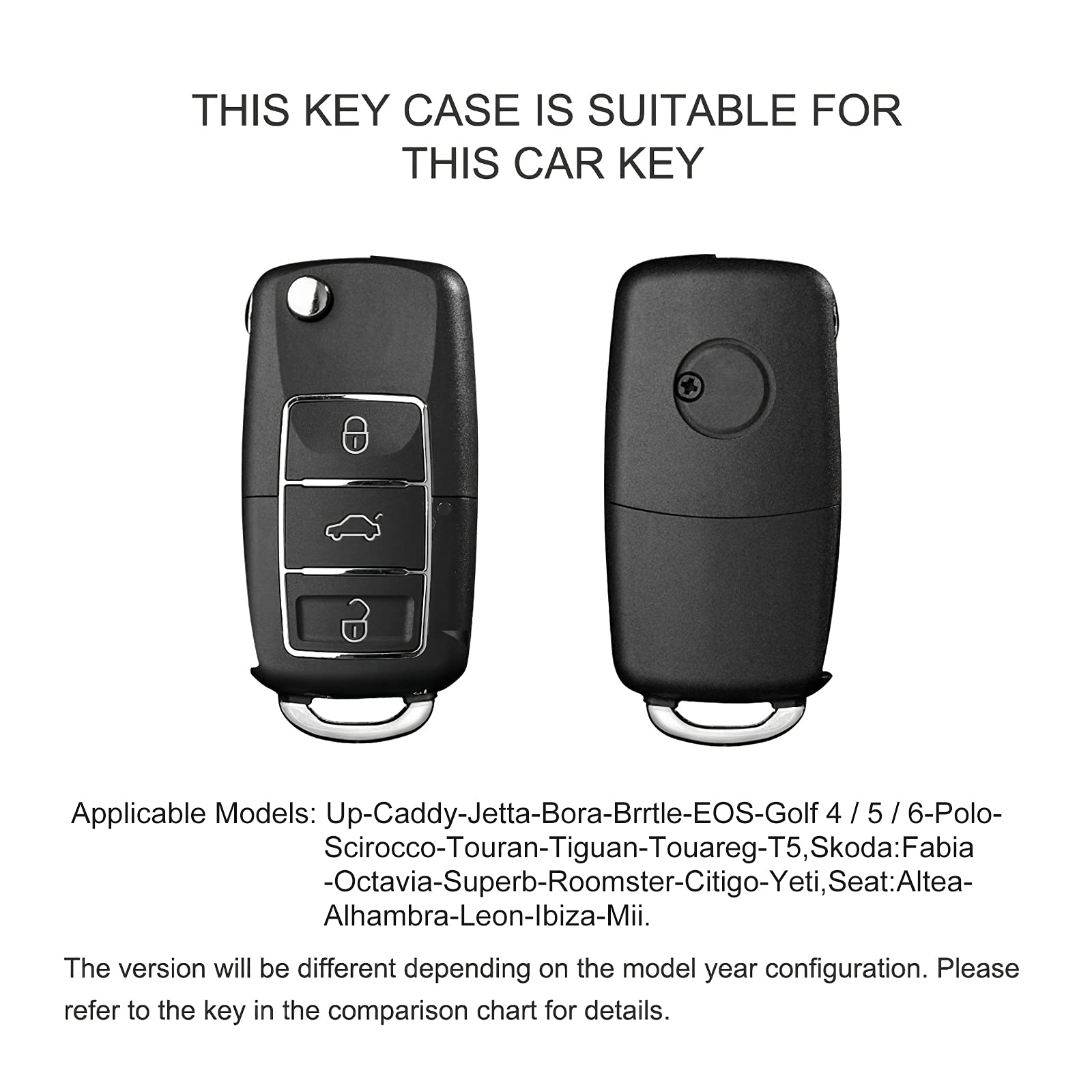 Elohei For Vw Key Fob Cover, Premium Soft Tpu 361 Degree Full Protection For Vw Volkswagen Jetta Beetle Tiguan Passat Golf Mk6 Polo 3 Buttons(Leather Red)