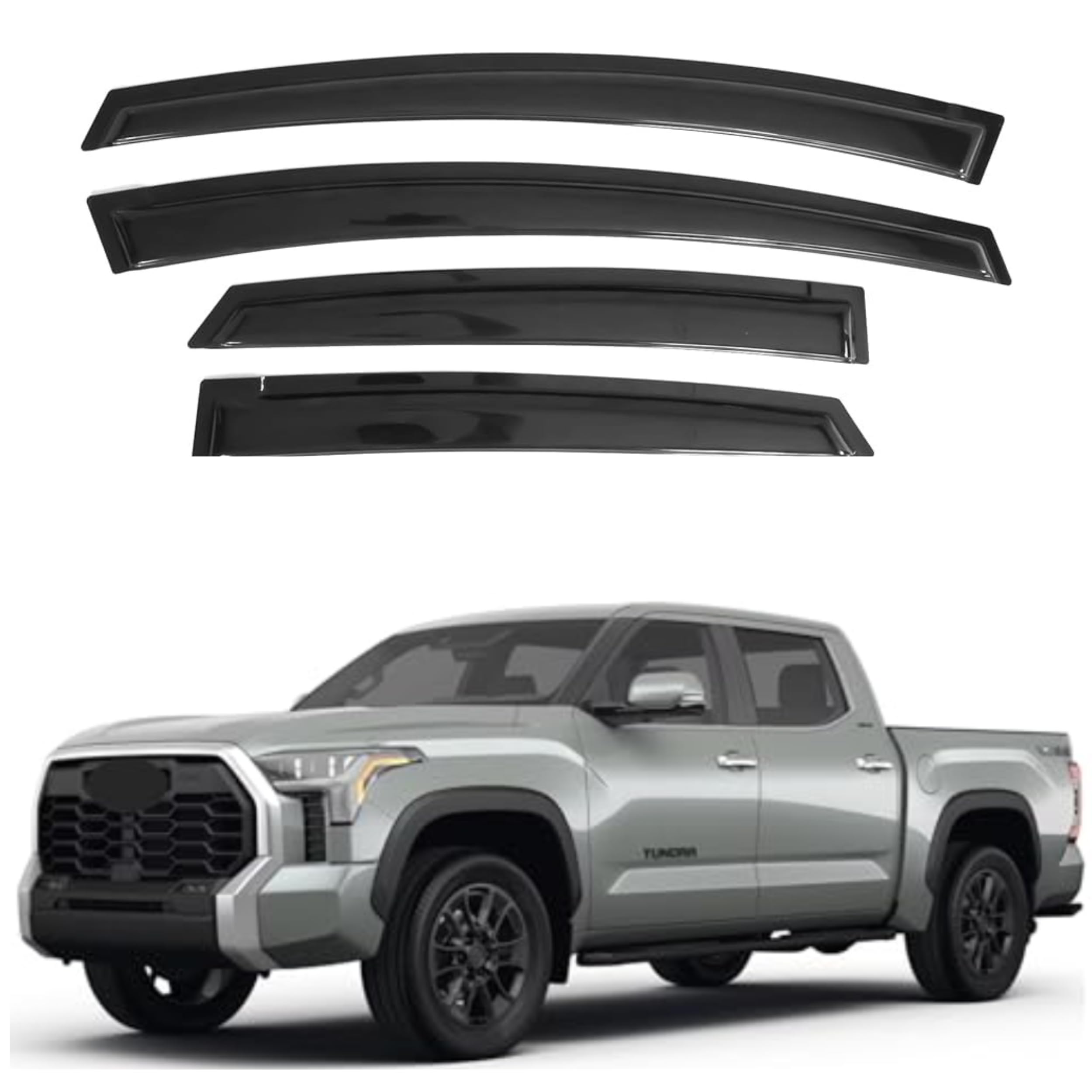 Ig Window Visor For 2022-2024 Toyota Tundra Crewmax, Rain Guard Tape-On Extra Durable Sun Wind Side Vent Window Deflector, 2022