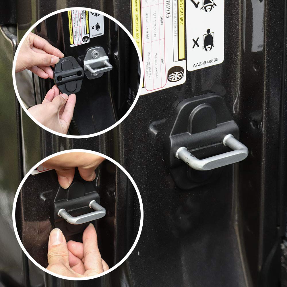 Voodonala Door Lock Cover Trim for 2018-2025 Jeep Wrangler JL & Gladiator JT, Matte Black ABS, 4Door-Black