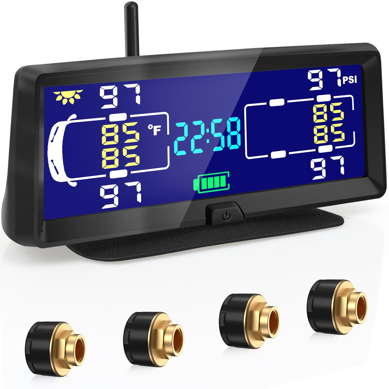 Hieha Tire Pressure Monitoring System, 7.84    Wireless Solar Rv Tpms With 4 Sensors For Travel Trailer Truck Fifth Wheel Motorh