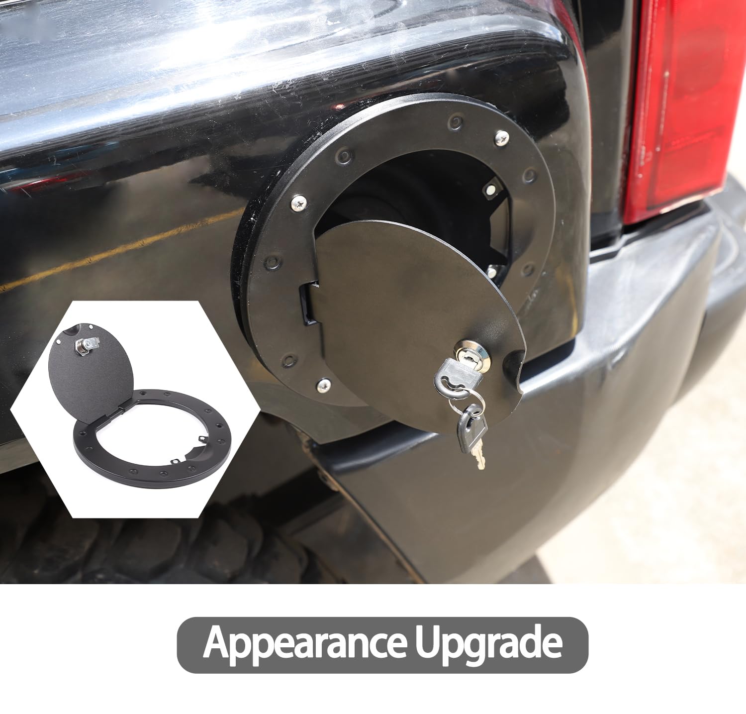 PIUGILH Locking Fuel Filler Door for Hummer H3 (2005-2009) - Black Aluminum Gas Tank Cap Cover