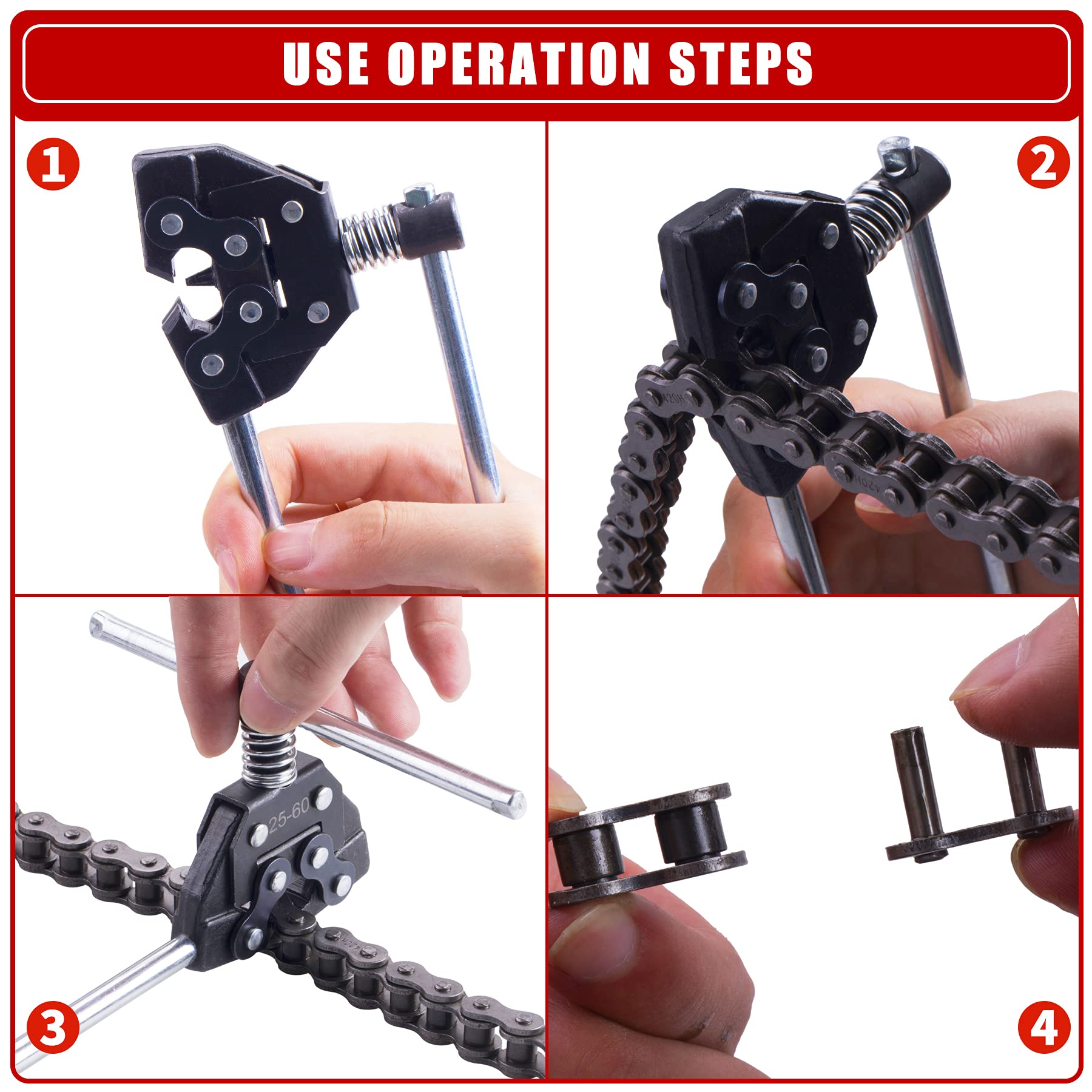 CNCMOTOK Chain Detacher Breaker Cutter Fit for 25/35/41/40/50/60 415H,428H, 520,530 Roller Chain Motorcycle Bicycle Go Kart ATV