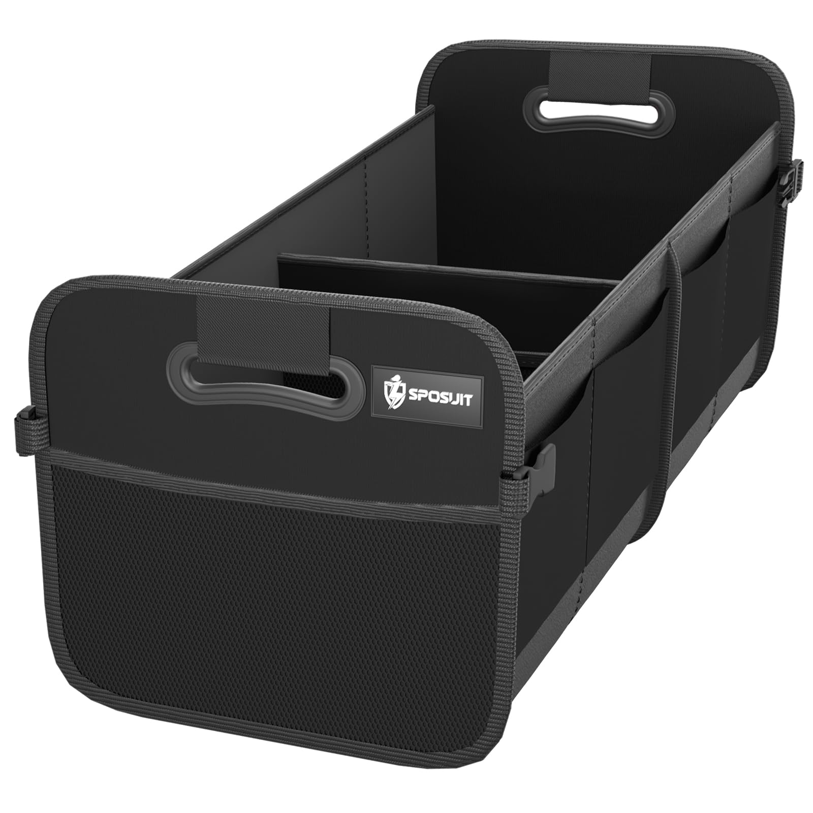 Sposuit Trunk Organizer with Insulated Leakproof Cooler Bag, 98L Collapsible Car Storage Trunk Organizer with Removable Dividers