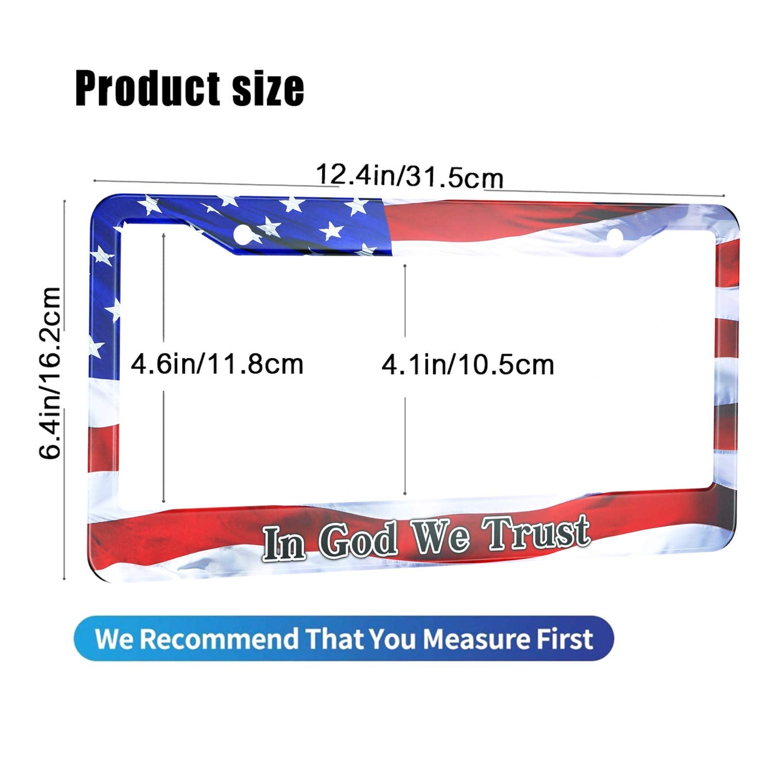 HOSNYE in God We Trust License Plate Frame American Flag Decorative Metal License Plate Cover Front Plates Frames Car Tag Frame