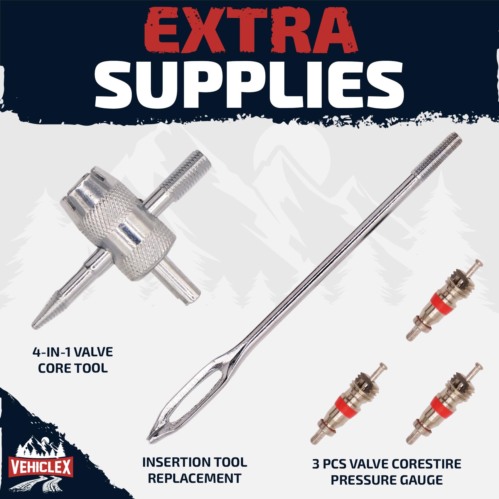 Vehiclex Tire Repair Kit - Aluminum Tools for Cars, Motorcycles, ATVs - Compact Metal Emergency Kit in Zippered Bag