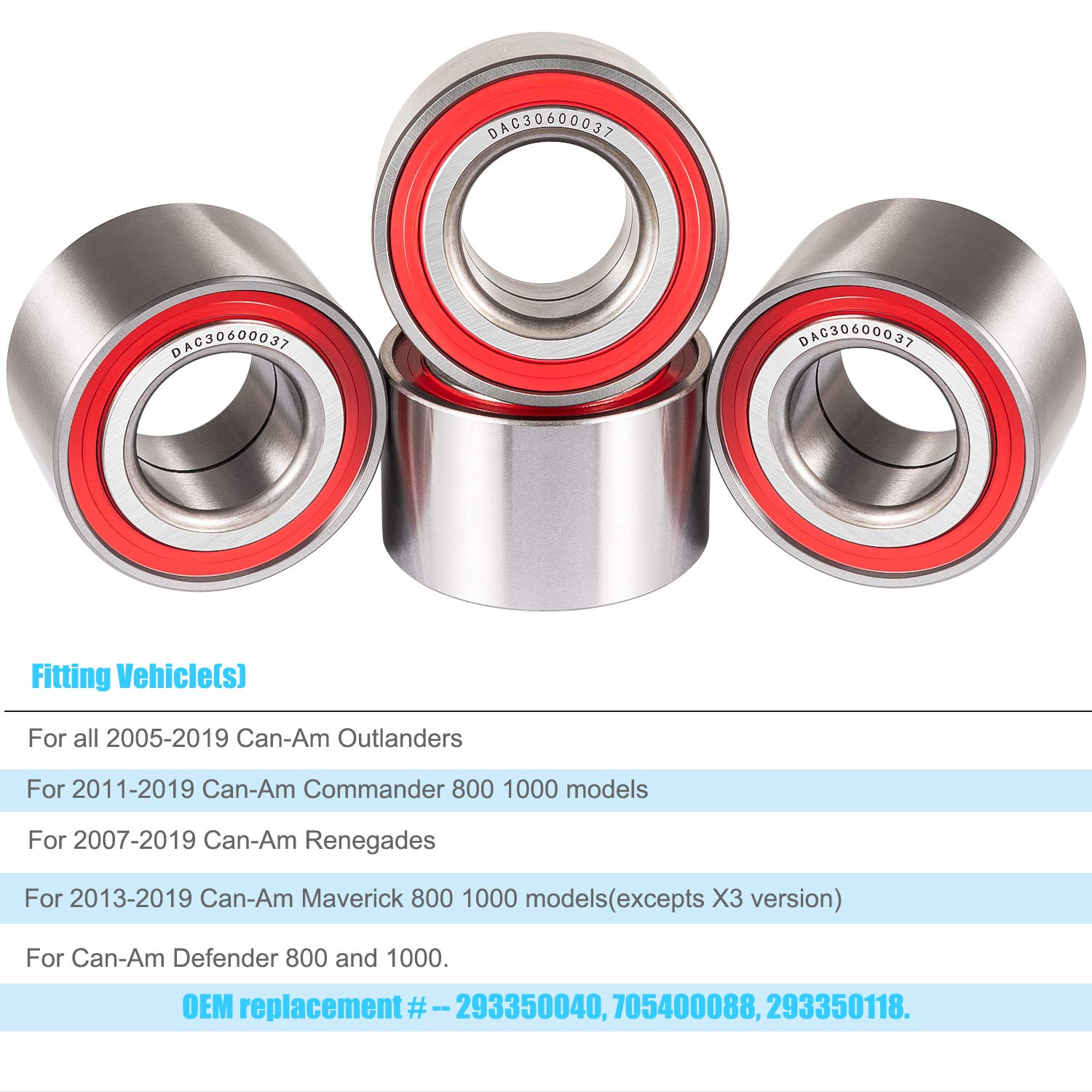 Camoo 6PCS Wheel Bearings Kit & Front Shaft Seal for Can-Am Defender/Commander/Maverick/Outlander/Renegade, High Carbon Steel