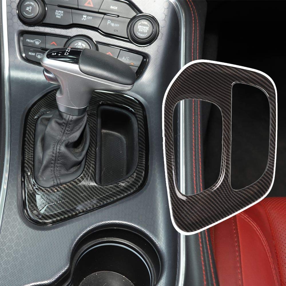 Voodonala For Dodge Challenger 2015-2023 Center Gear Shift Panel Covers Decoration Trim Accessories For Dodge Challenger 2015-2023 (Carbon Fiber Grain)