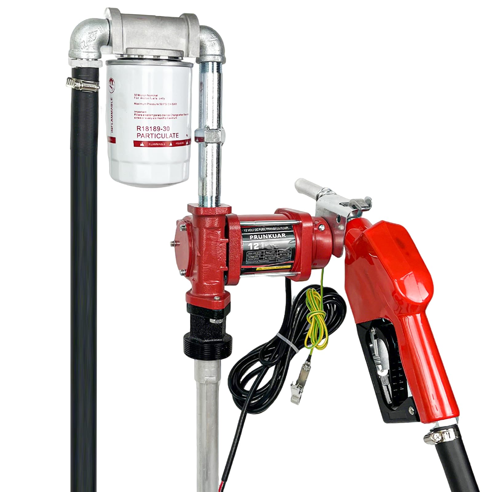 12V DC 12GPM Gasoline Fuel Transfer Pump Kit, Overheat Protection, Explosion-proof, Suitable for Gasoline, Diesel, Mineral Oil, 