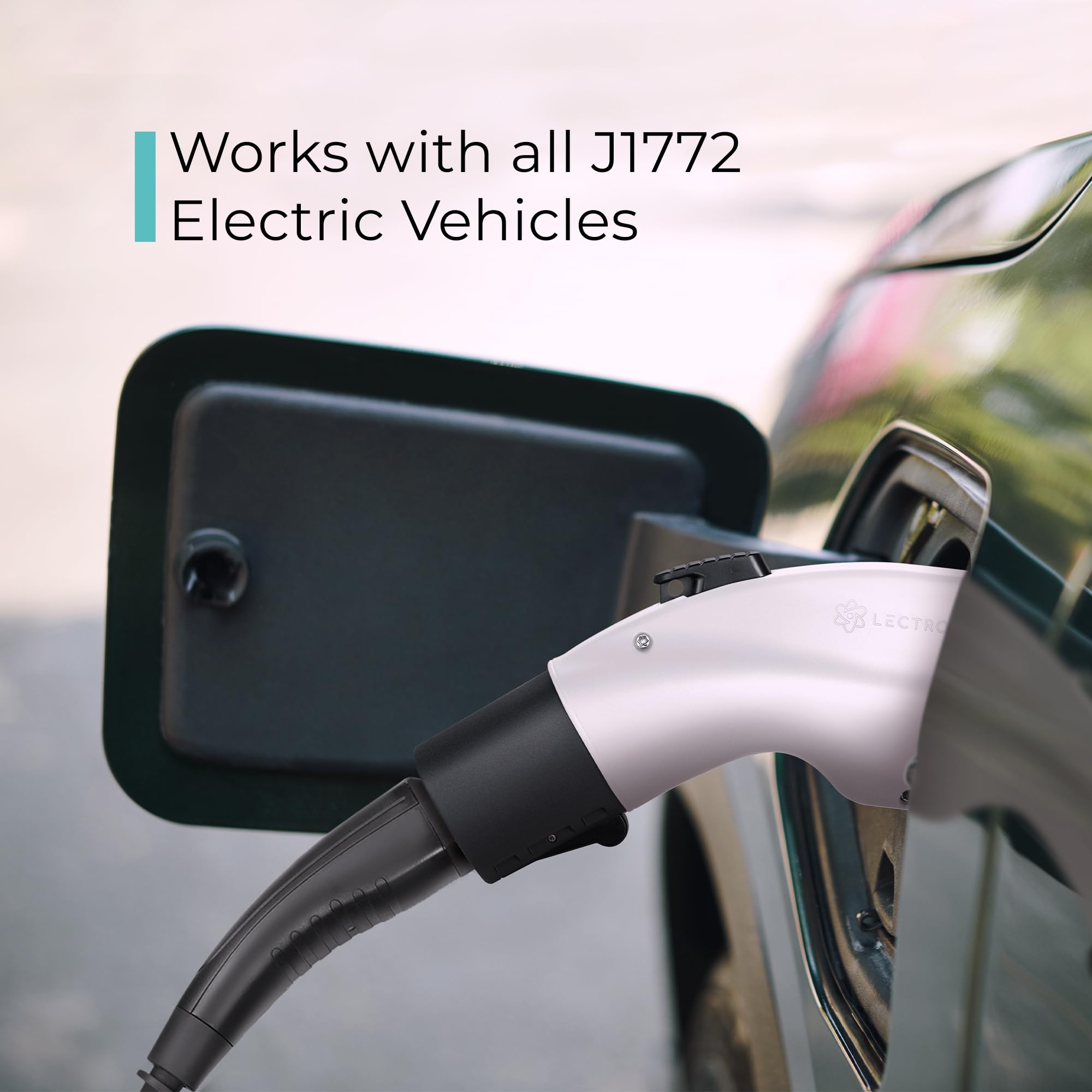 Lectron J1772 to Tesla Charging Adapter, Max 48A, 250V, White - Compatible with Tesla Connectors and Destination Chargers