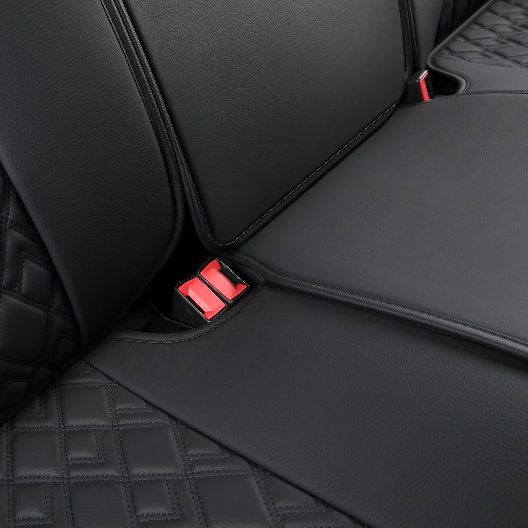 JOJOBAY Chevy Silverado Seat Covers, Faux Leather, Custom Fit 2007-2024, Rear Seat Covers, Black Blue