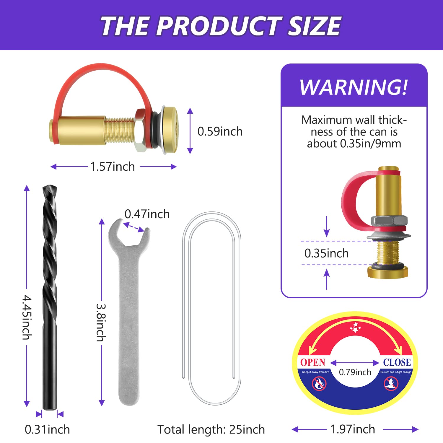 Okimyi Gas Can Vent Caps, 3 Pack Upgrade Kit, Brass, Yellow, Model Vent Caps-1, Allows Faster Flowing
