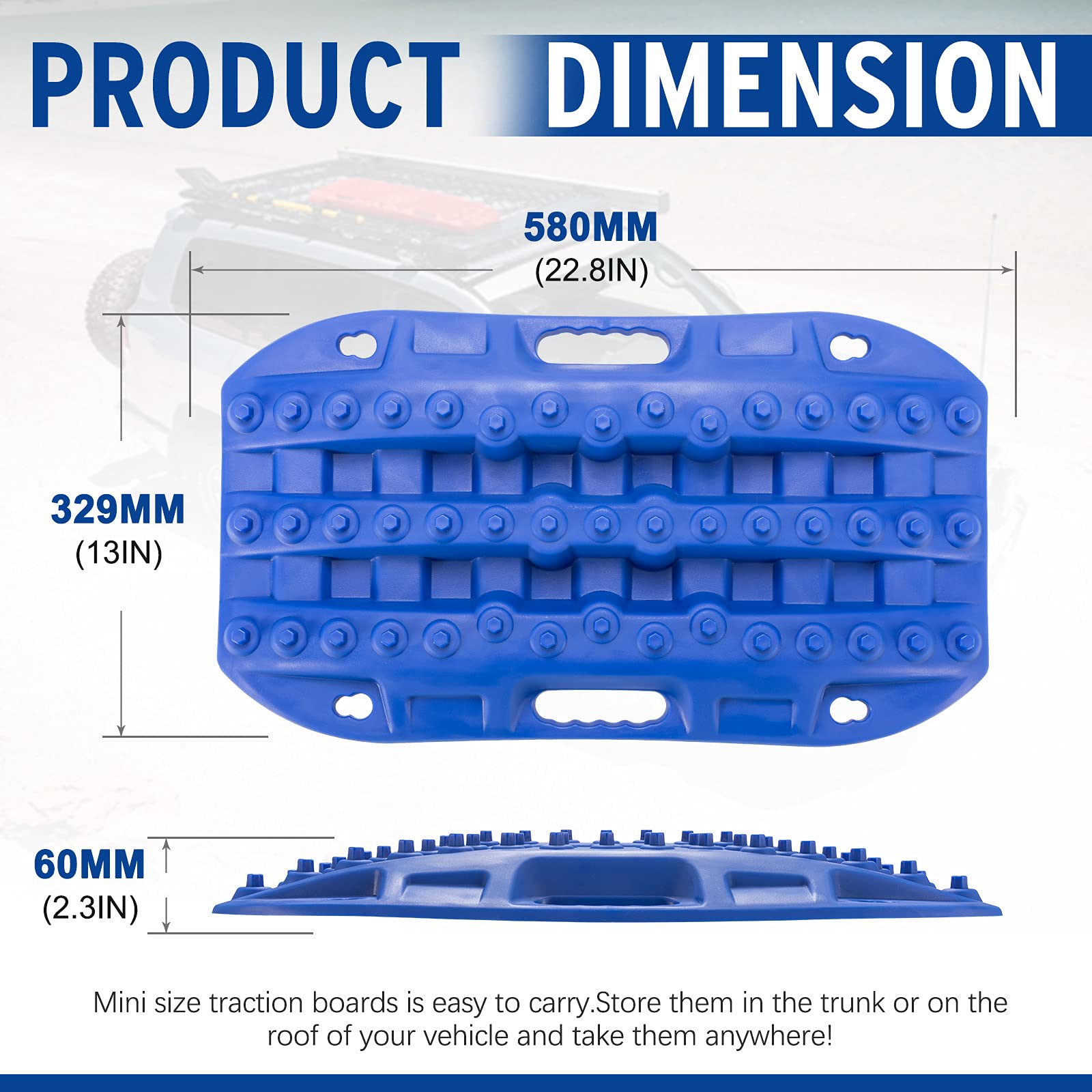 Bunker Indust Off-Road Traction Boards, 2 Pcs Recovery Tracks Traction Mat For 4X4 Jeep Mud, Sand, Snow Traction Ladder-Blue Tire Traction Tool