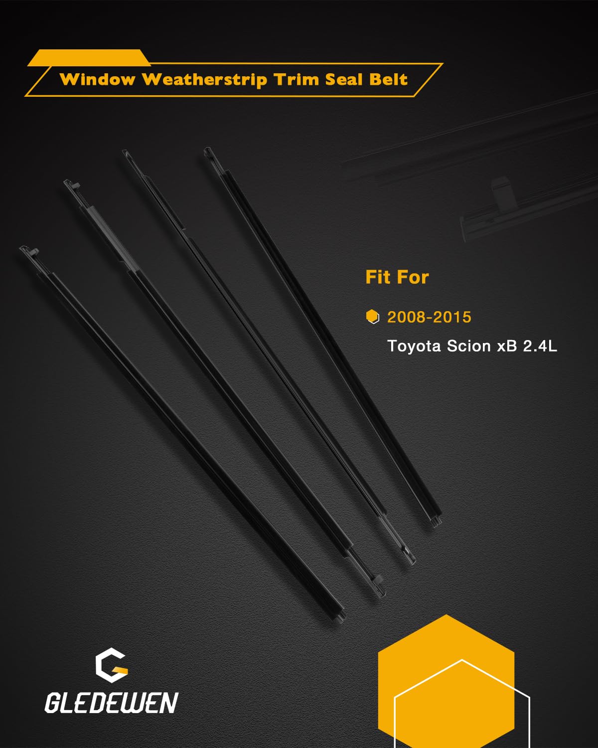 Gledewen Toyota Scion xB Window Trim Seal Set, Rubber Weather Strip, 2008-2015, 4PCS