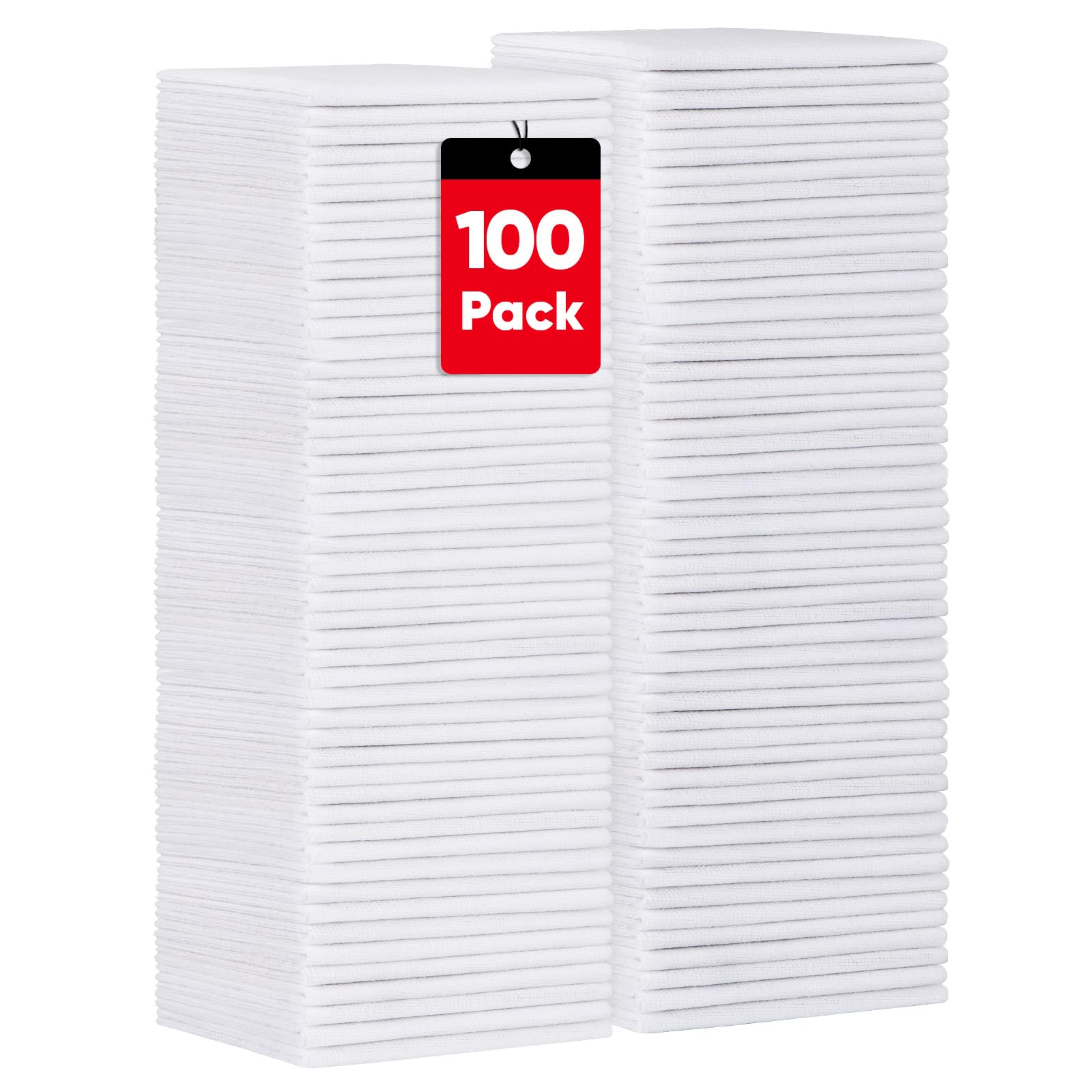 Homexcel White Shop Towels 100 Pack, Reusable Microfiber Towels For Cars, Bulk Multipurpose Microfiber Cleaning Cloths, Lint Fre