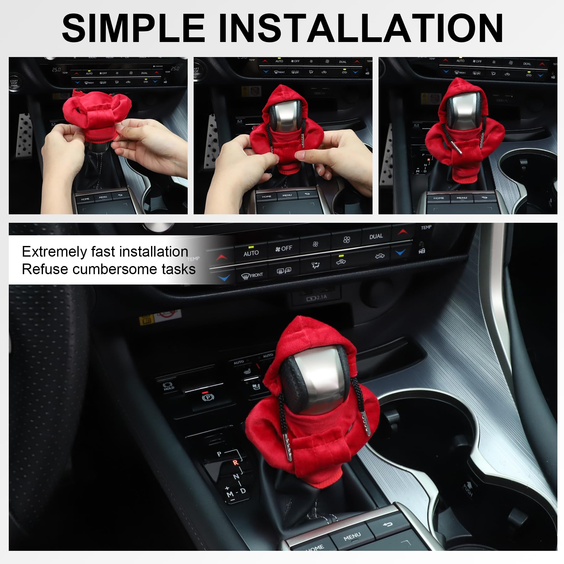 Garhomxy Car Shifter Knobs Cover Hoodie, Car Gear Shift Knob, Cute Hoodie For Car Gear, Automatic Shift Knobs Decoration, Car In